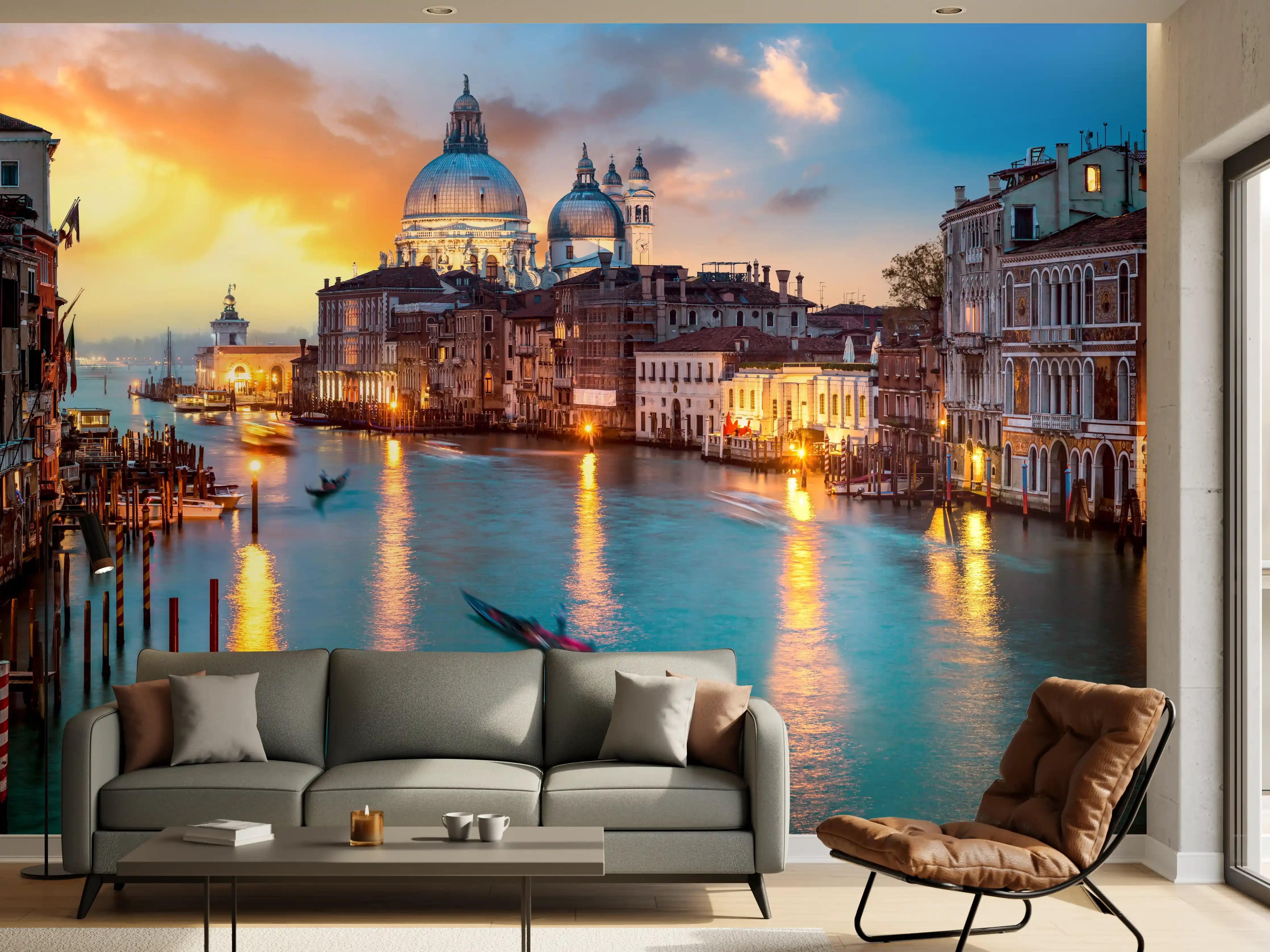 Wandverkleidung Wohnzimmer - Sonnenuntergang am Canal Grande - Venedig