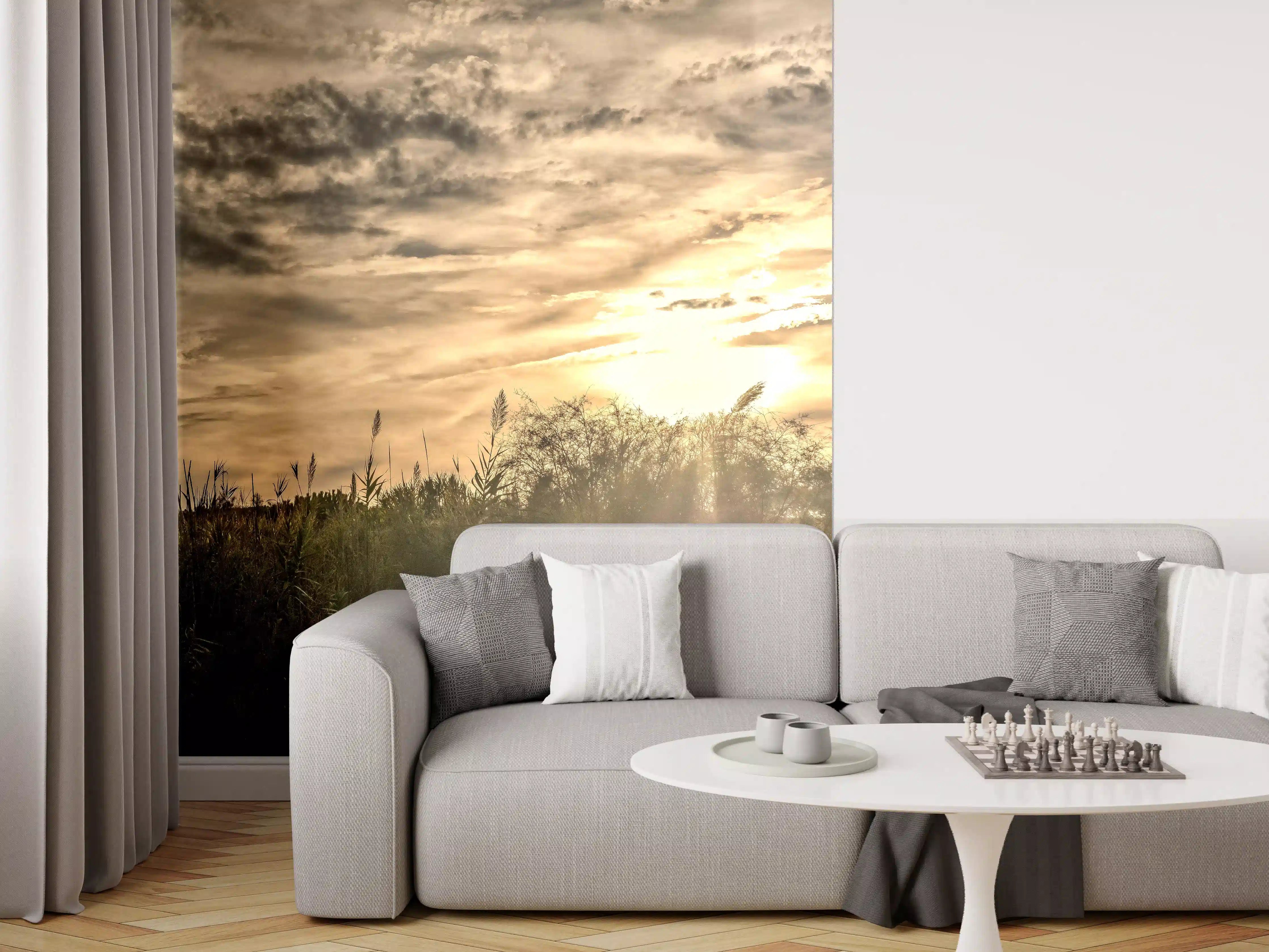 Wandverkleidung Wohnzimmer - Sonnenuntergang am Pampelonne in Saint Tropez