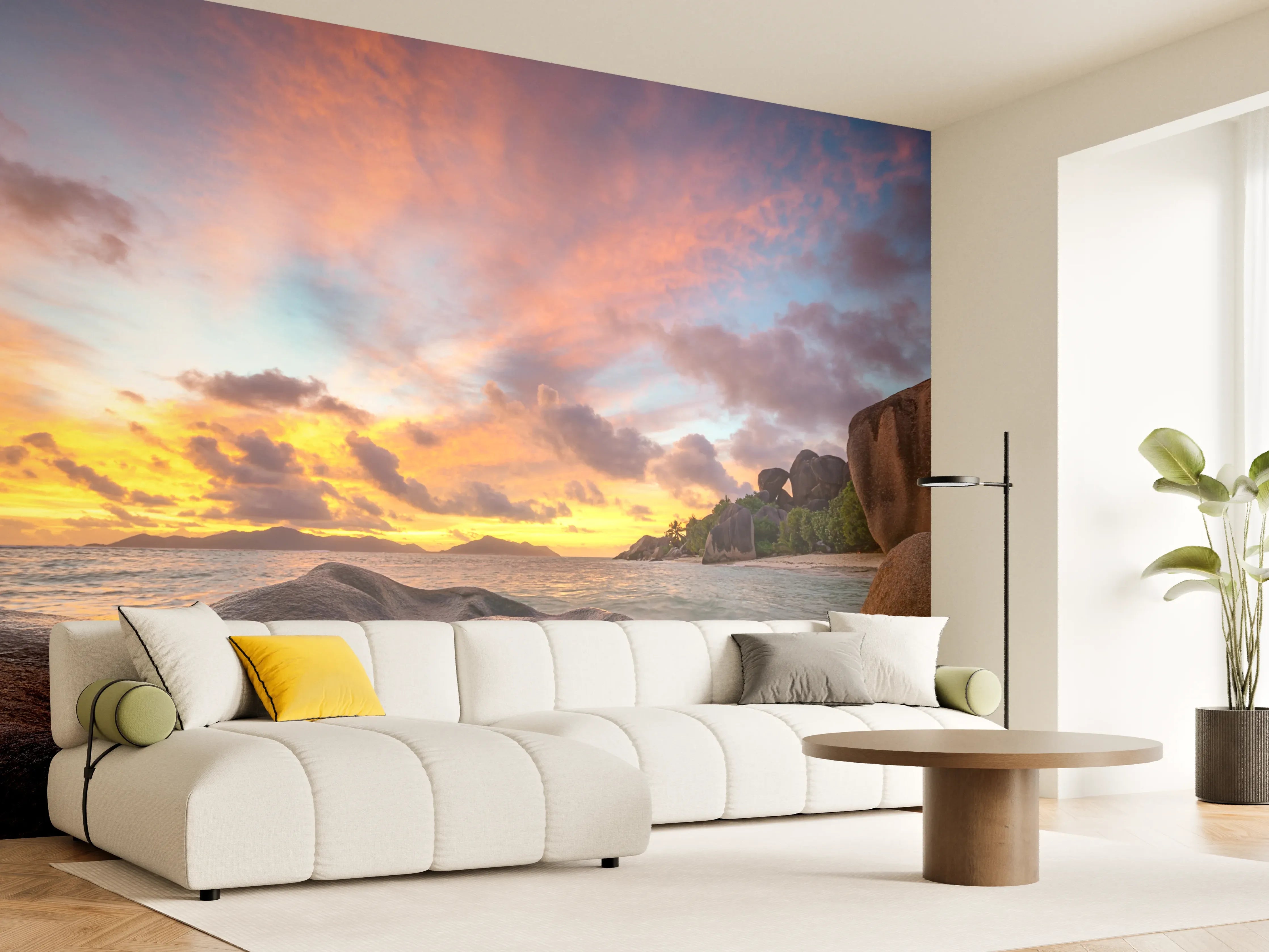 Wandverkleidung Wohnzimmer - Sonnenuntergang am tropischen Strand