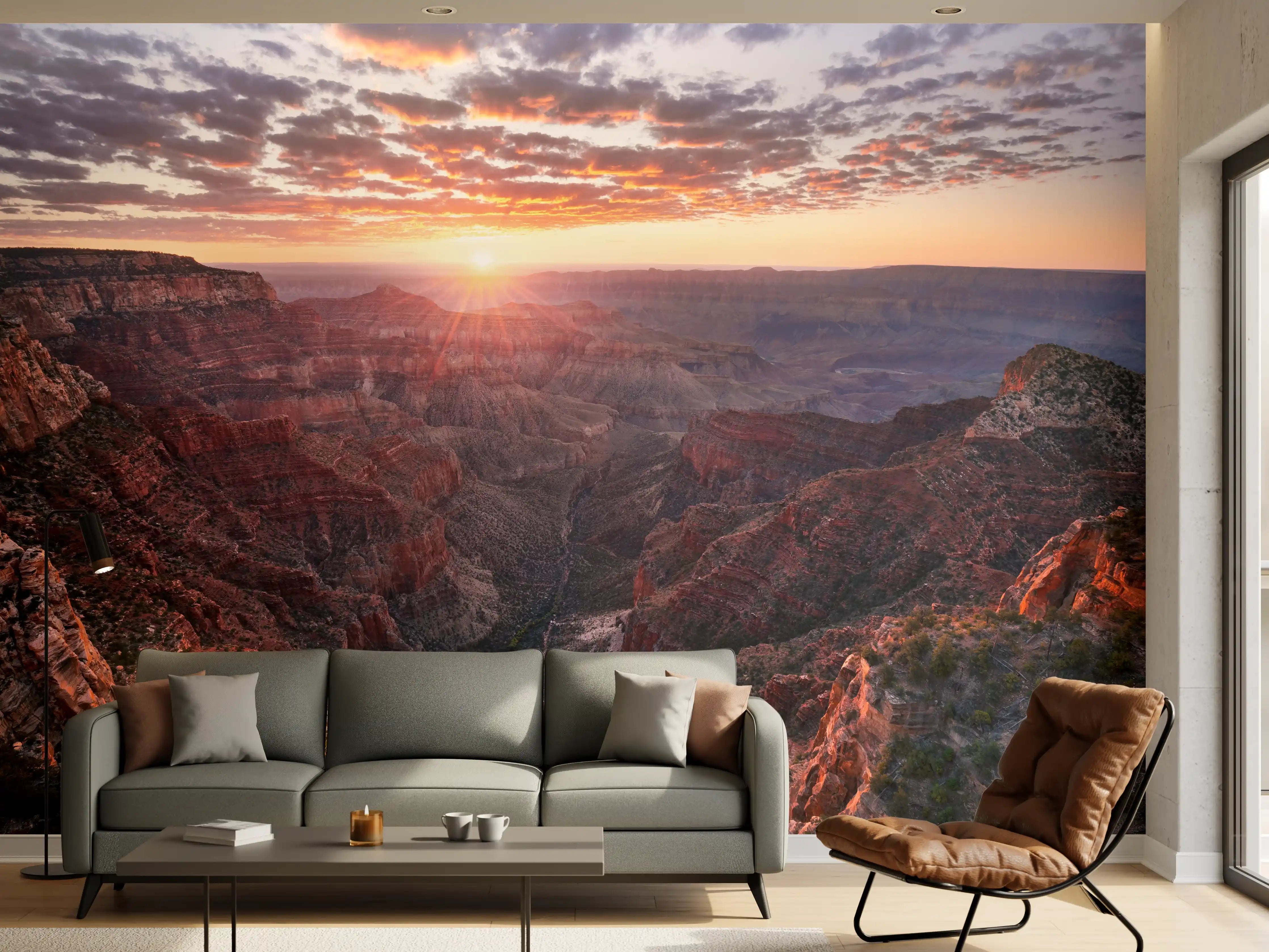 Wandverkleidung Wohnzimmer - Sonnenuntergang im Grand Canyon