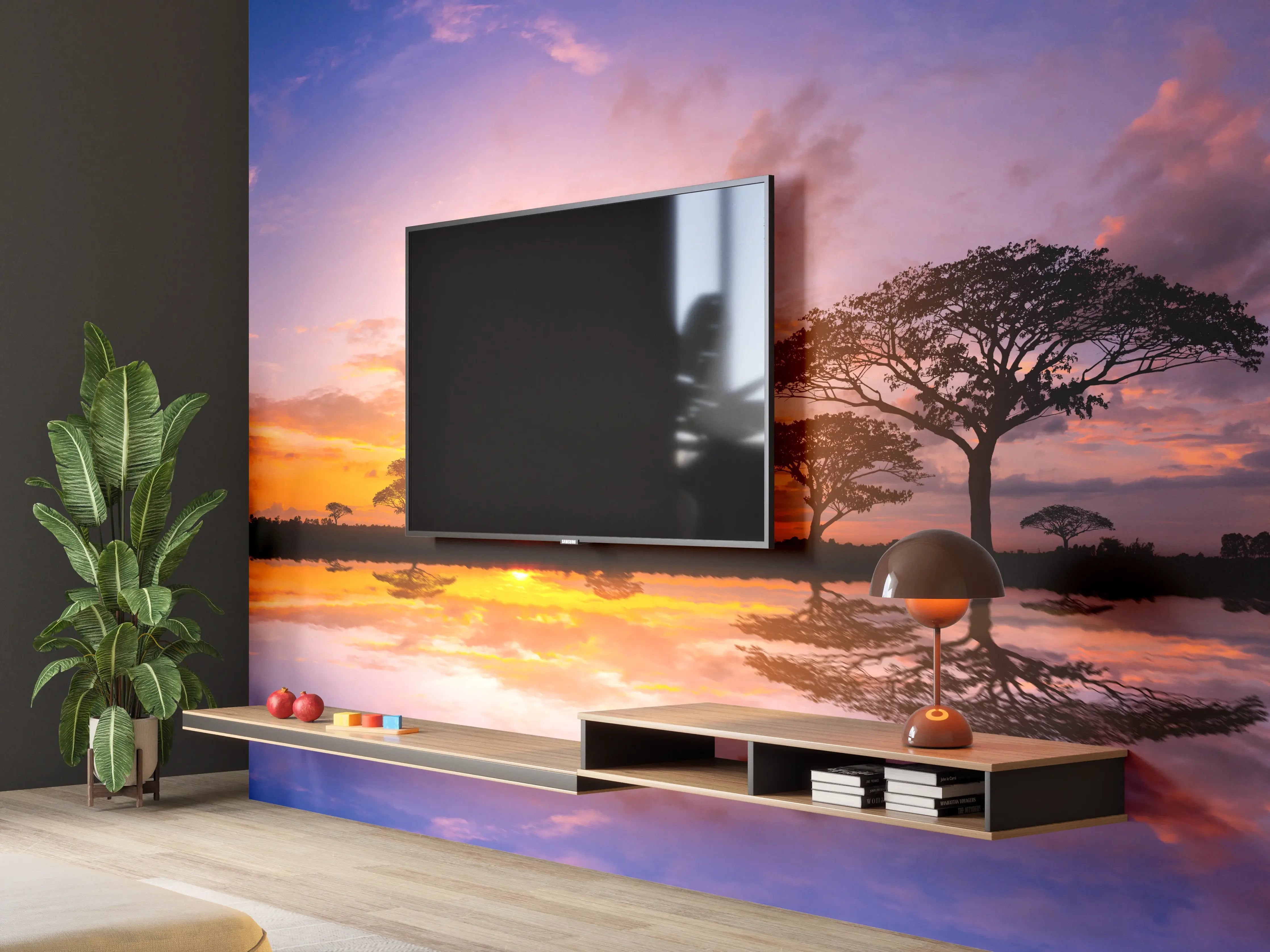 Wandverkleidung Wohnzimmer - Sonnenuntergang in Afrika