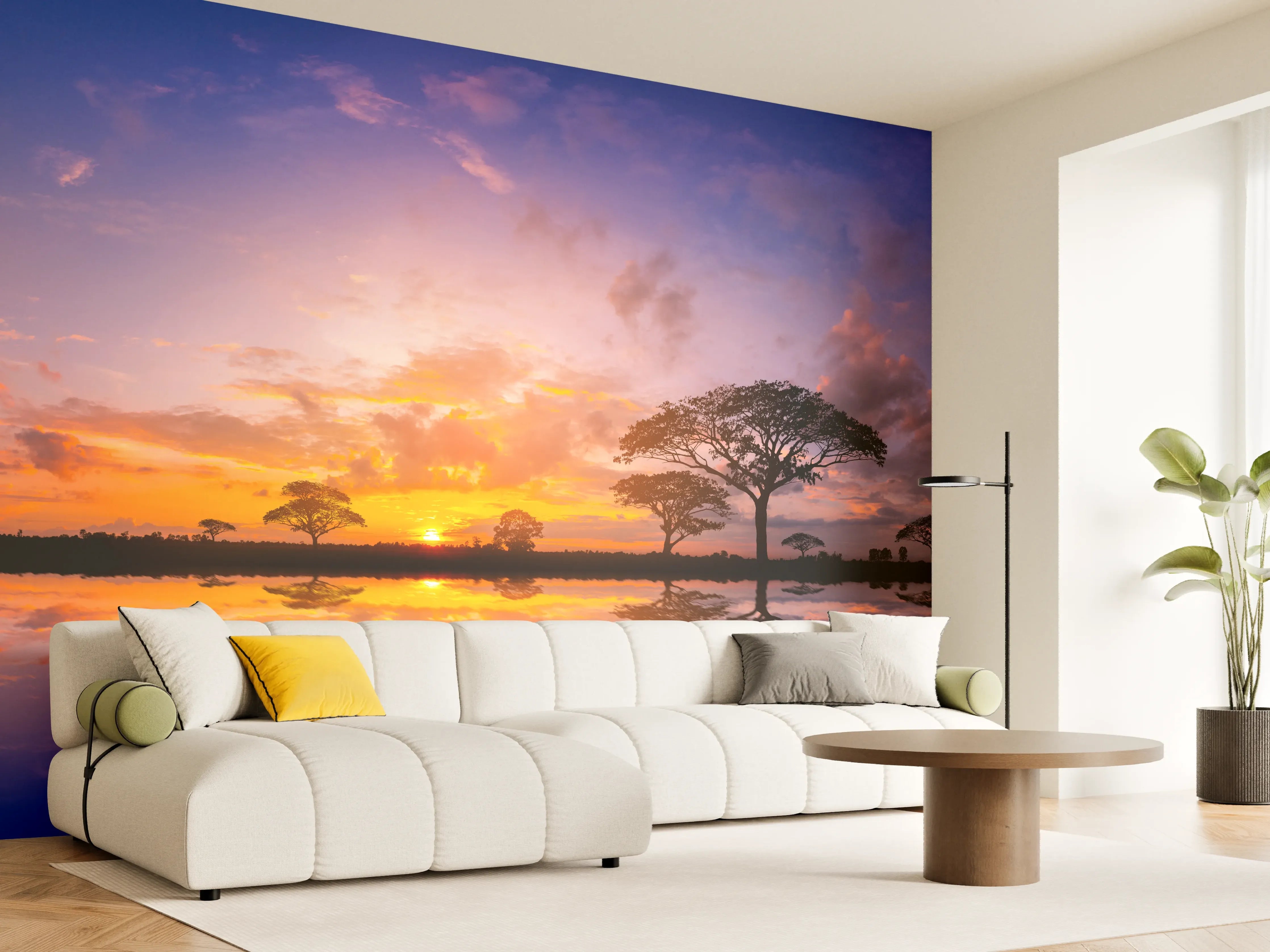 Wandverkleidung Wohnzimmer - Sonnenuntergang in Afrika