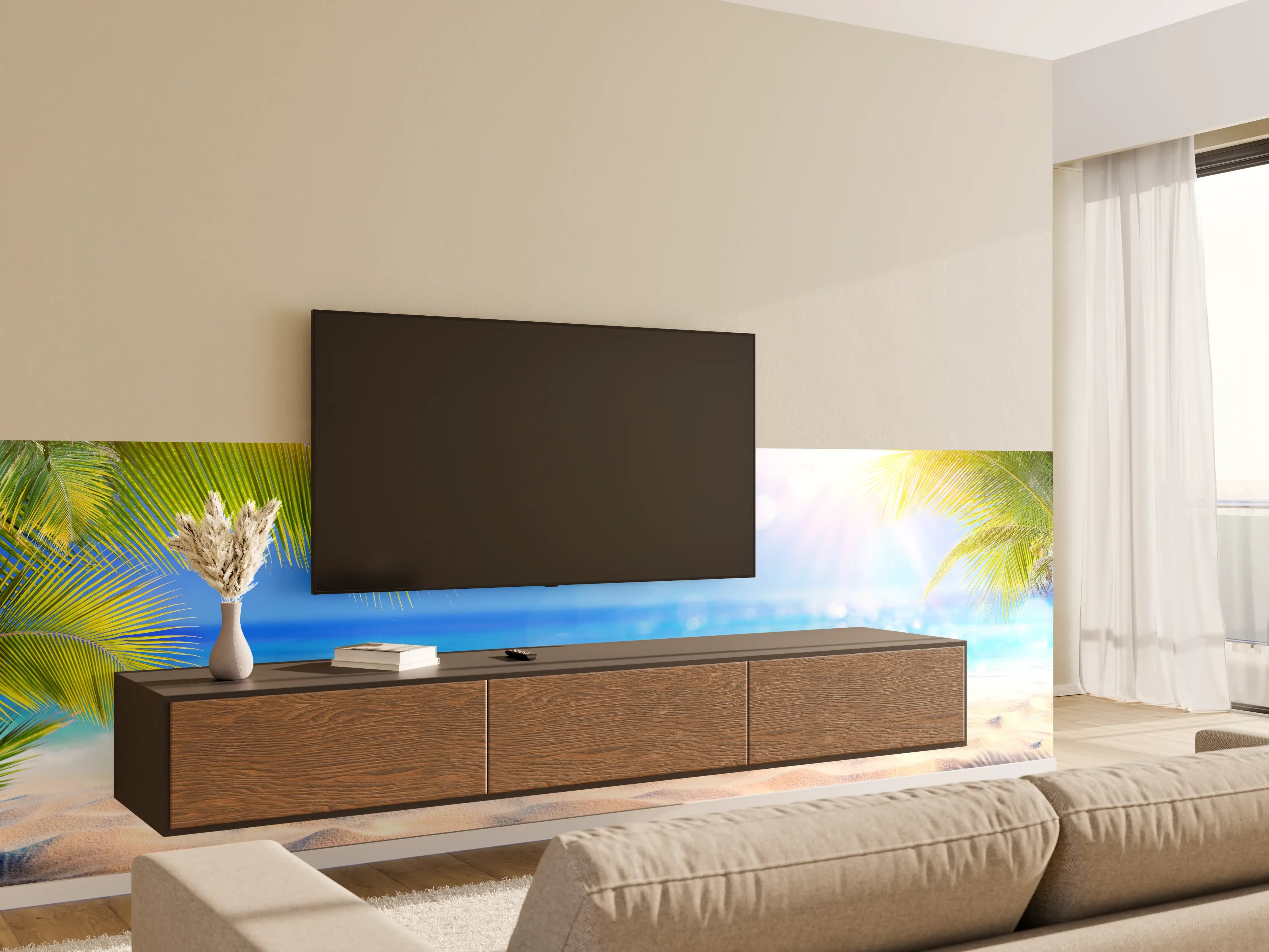 Wandverkleidung Wohnzimmer - Sonniger tropischer Strand