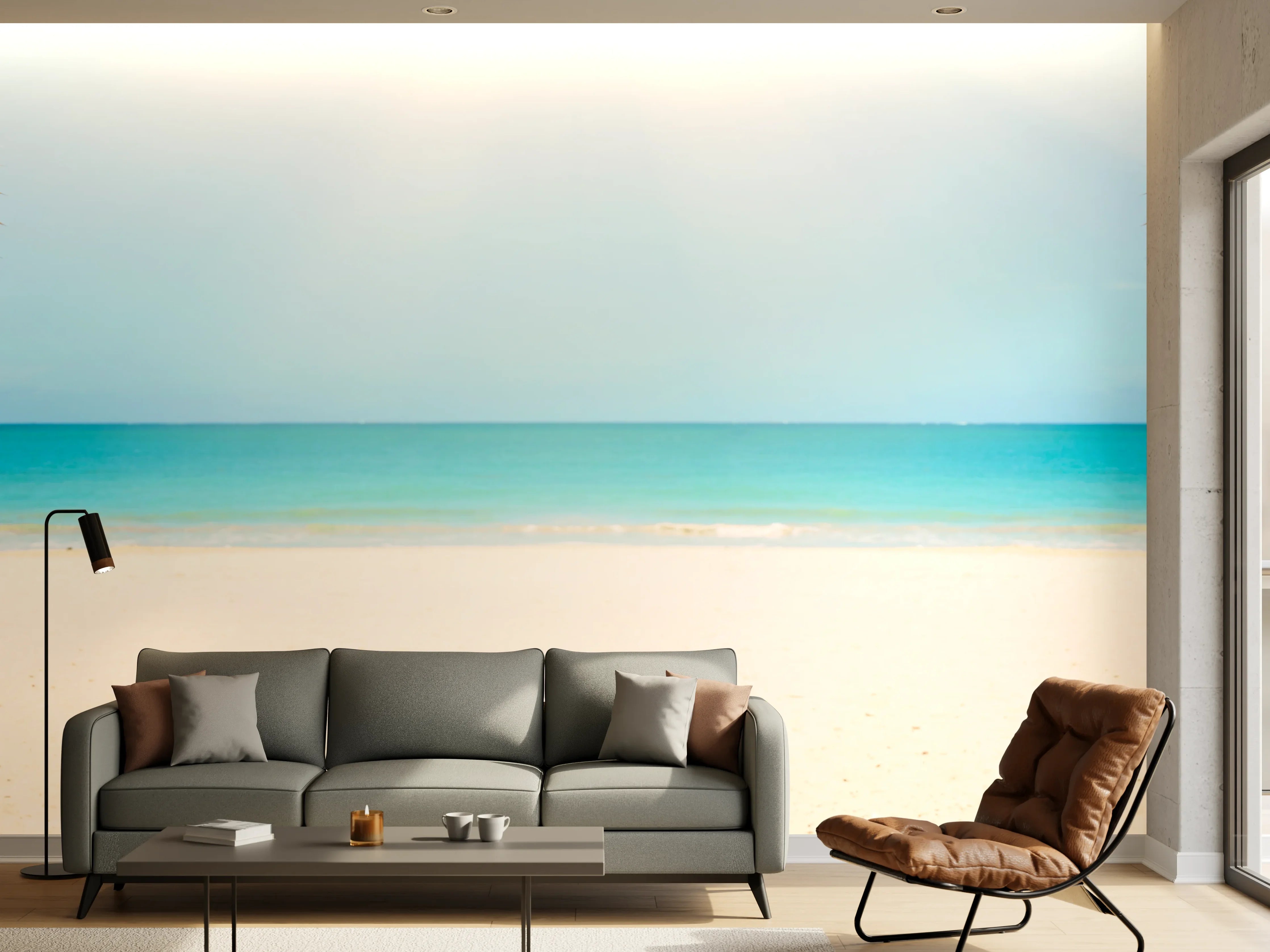 Wandverkleidung Wohnzimmer - Sonniges tropisches Strandpanorama