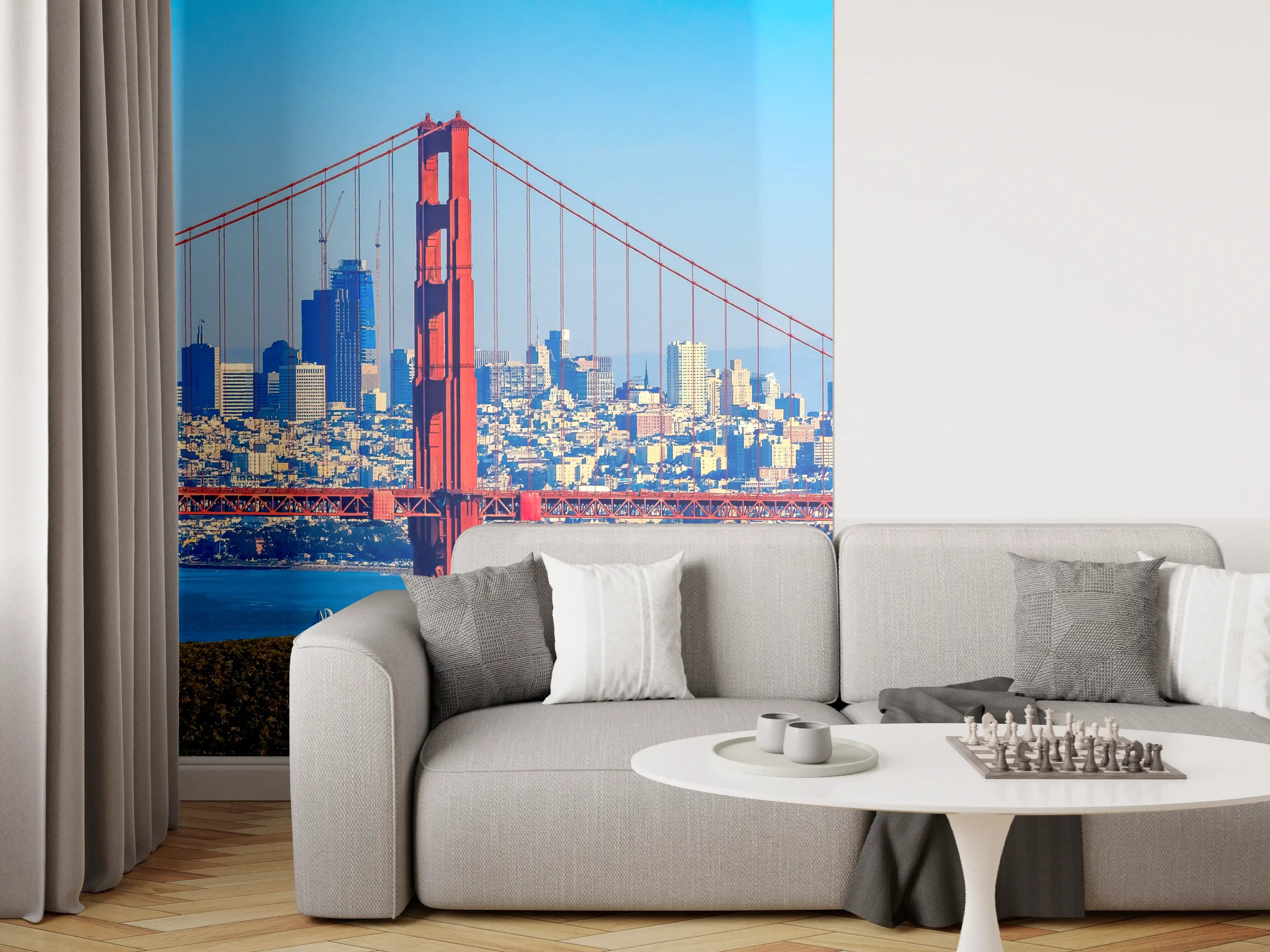 Wandverkleidung Wohnzimmer - Spektakuläre Aussicht auf San Francisco und die Golden Gate Bridge