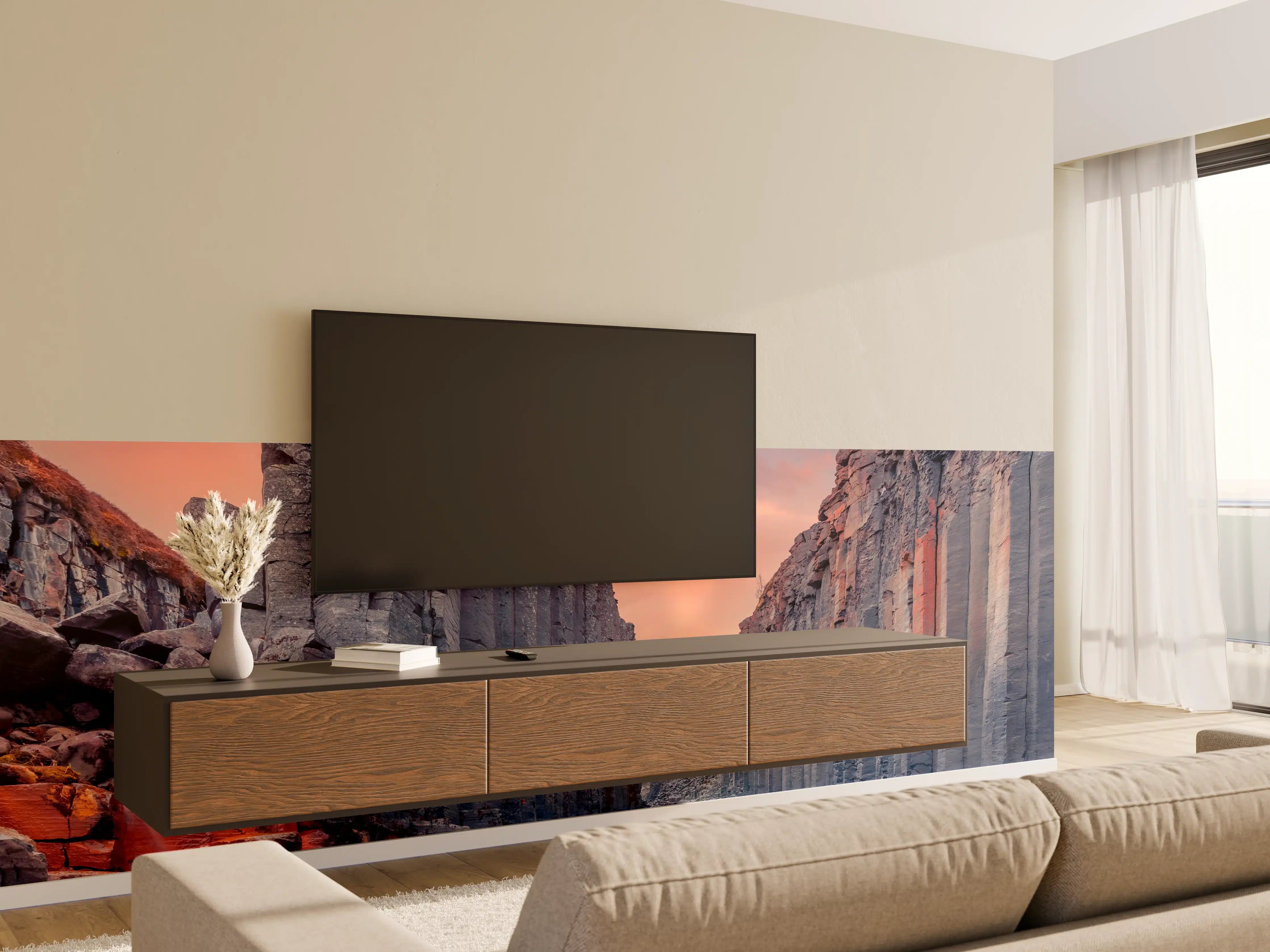 Wandverkleidung Wohnzimmer - Spektakuläre Canyon-Landschaft bei Sonnenuntergang