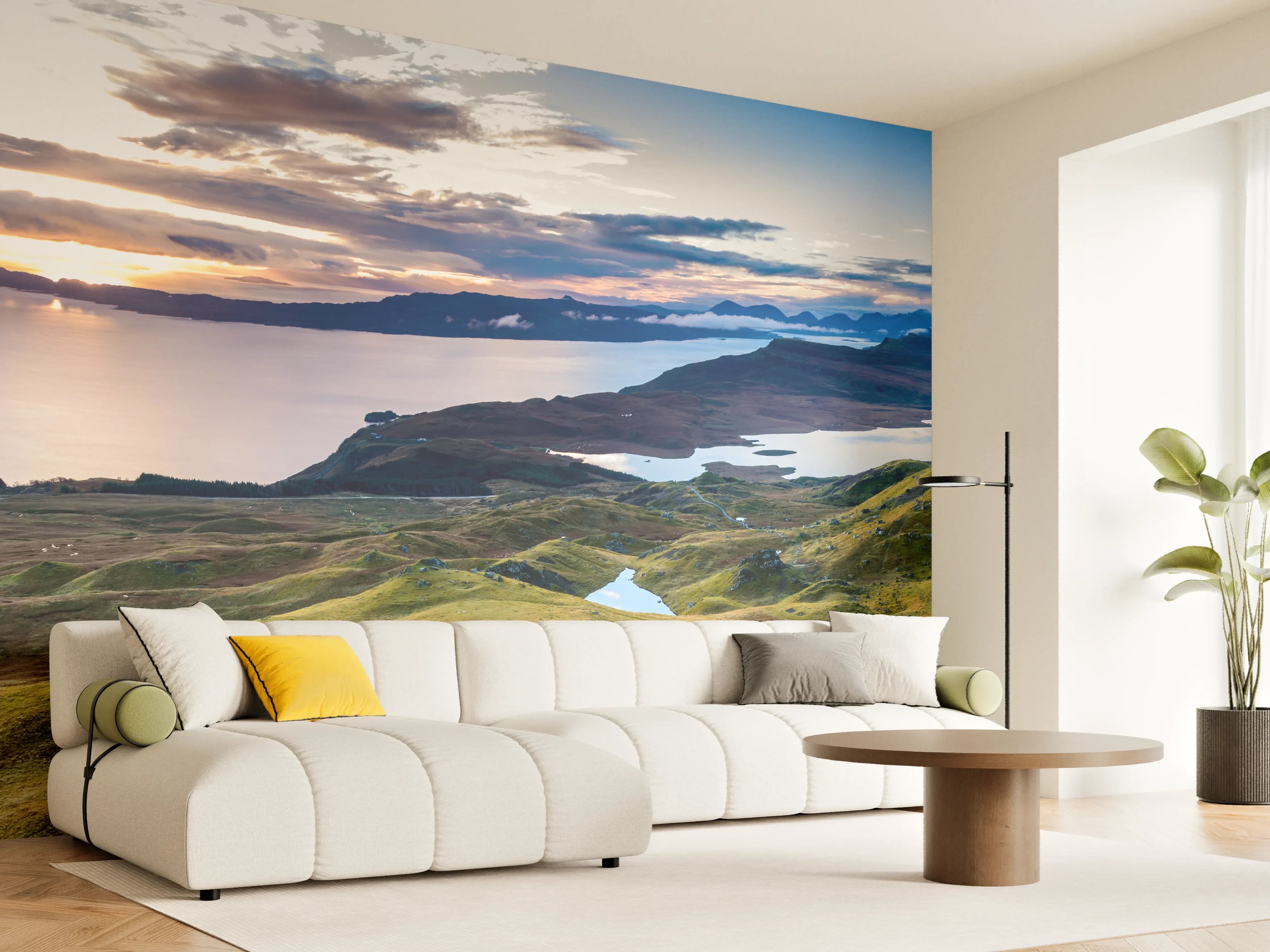 Wandverkleidung Wohnzimmer - Spektakuläre Landschaft mit Gipfeln und Wasser
