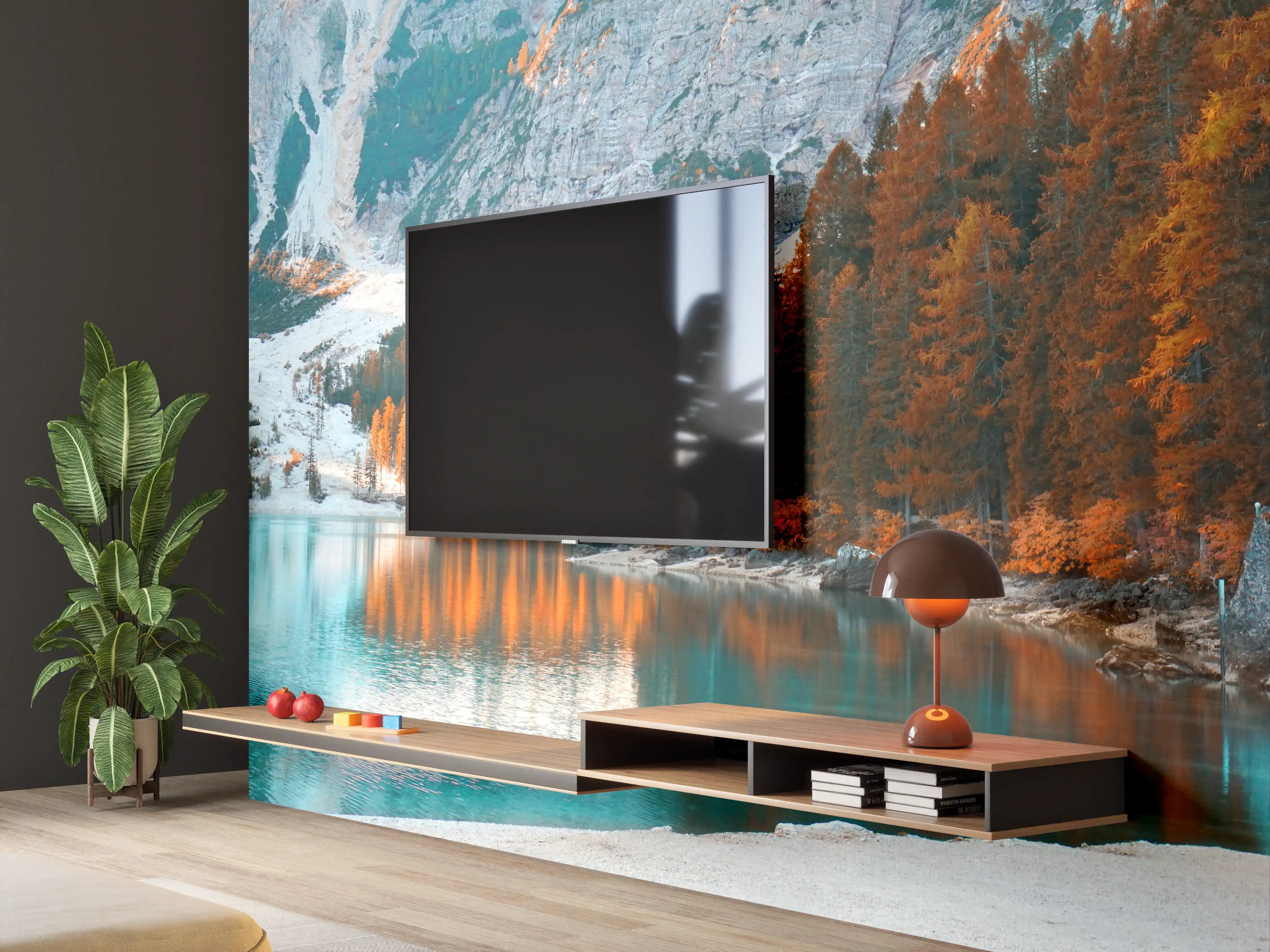 Wandverkleidung Wohnzimmer - Spektakulärer Bergsee im Herbst in den Bergen