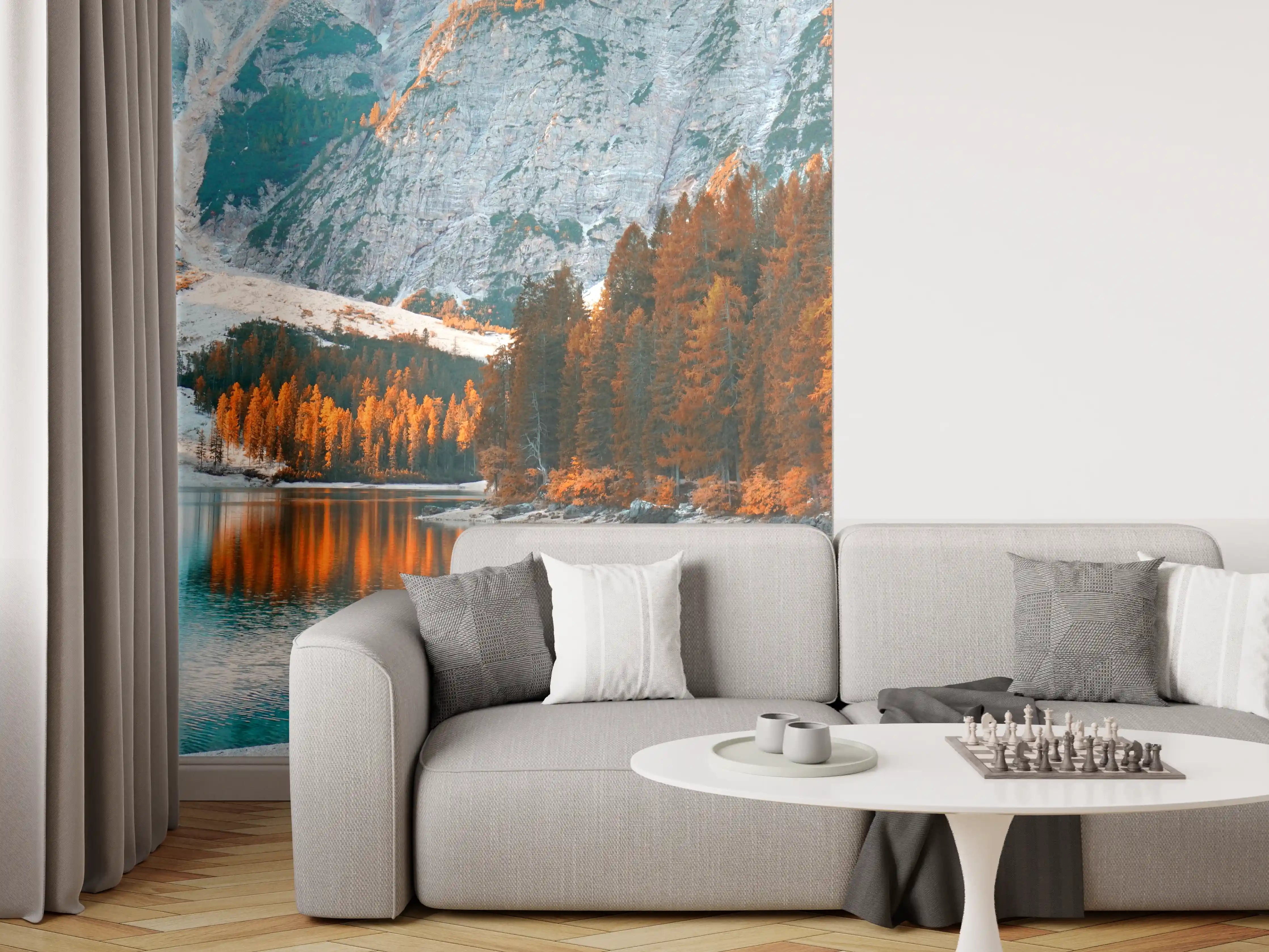 Wandverkleidung Wohnzimmer - Spektakulärer Bergsee im Herbst in den Bergen