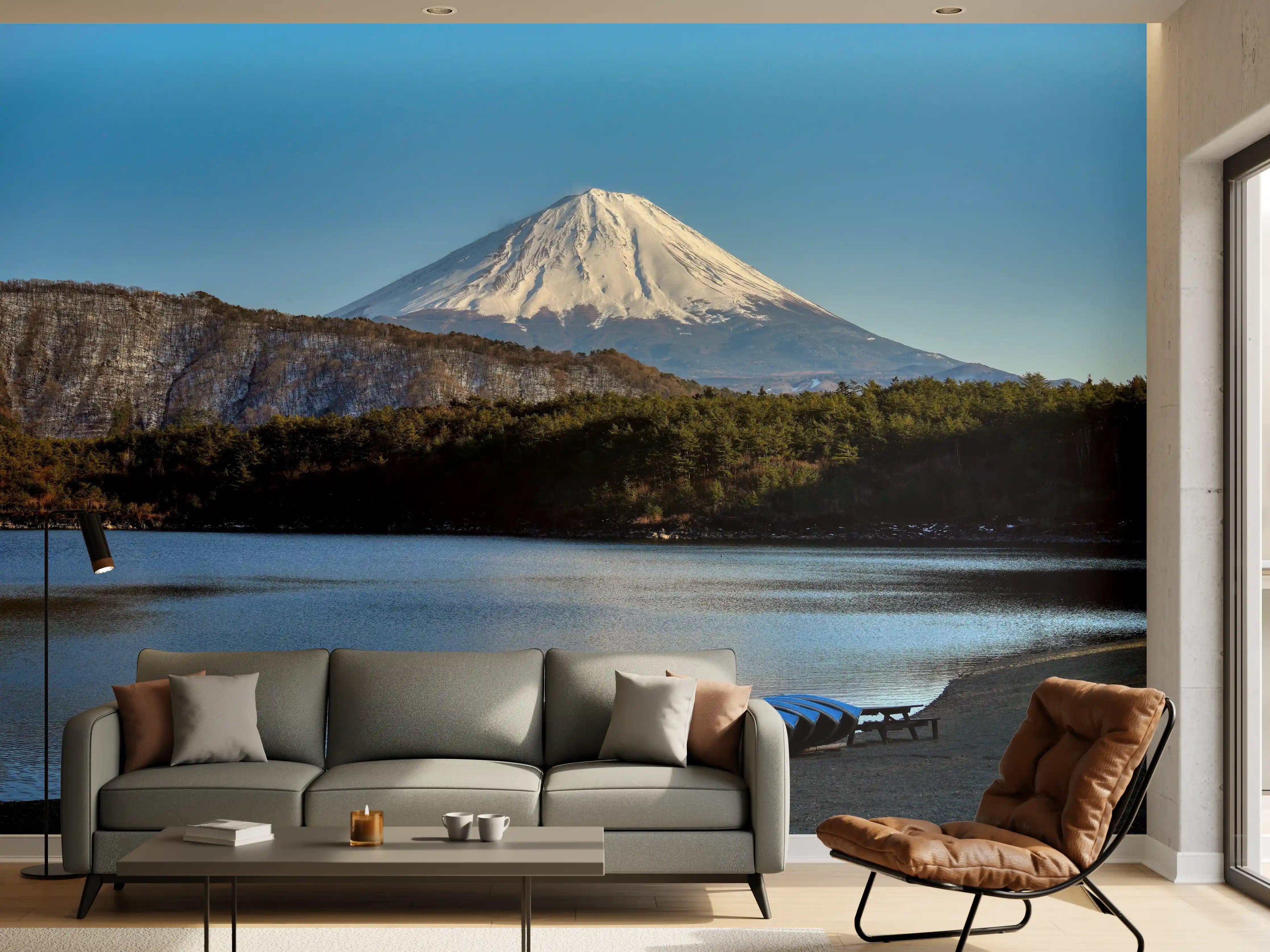 Wandverkleidung Wohnzimmer - Spektakulärer Blick auf den Mount Fuji bei Sonnenaufgang