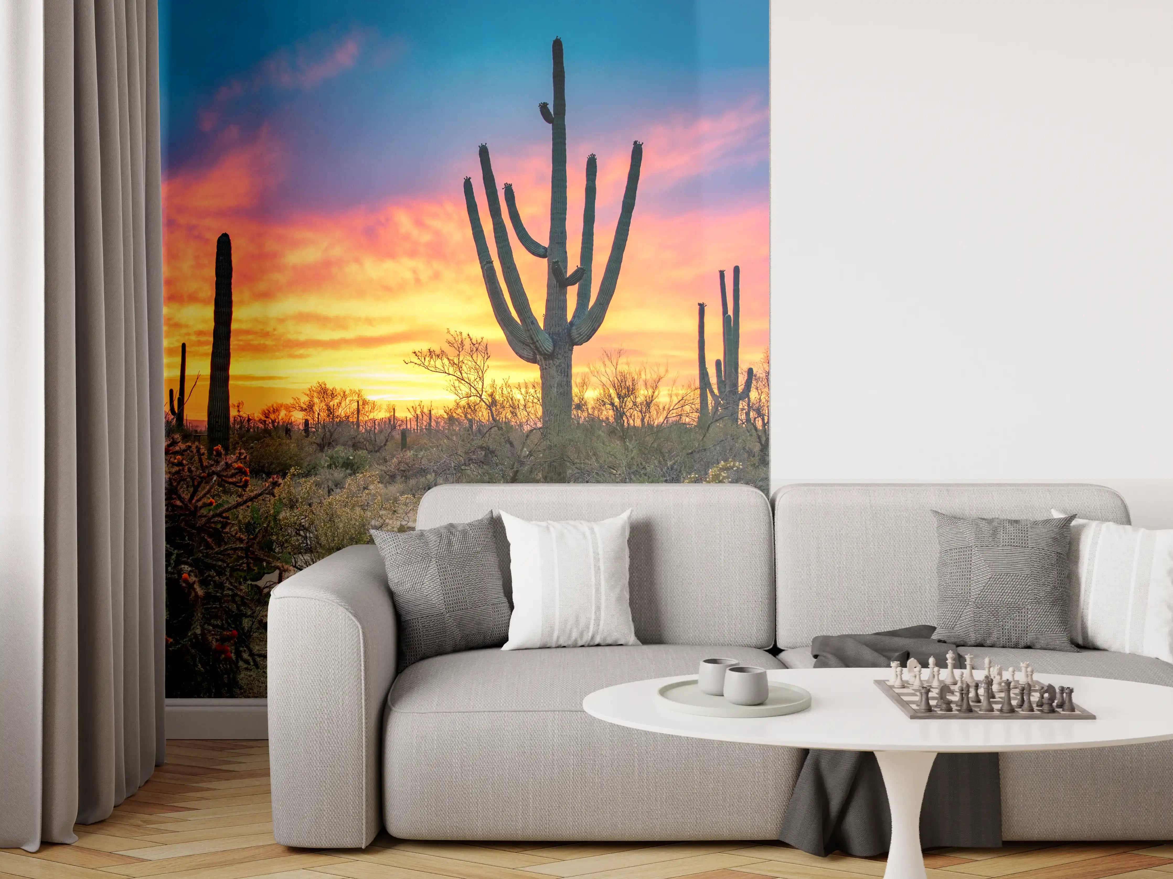 Wandverkleidung Wohnzimmer - Spektakulärer Sonnenuntergang in der Wüste