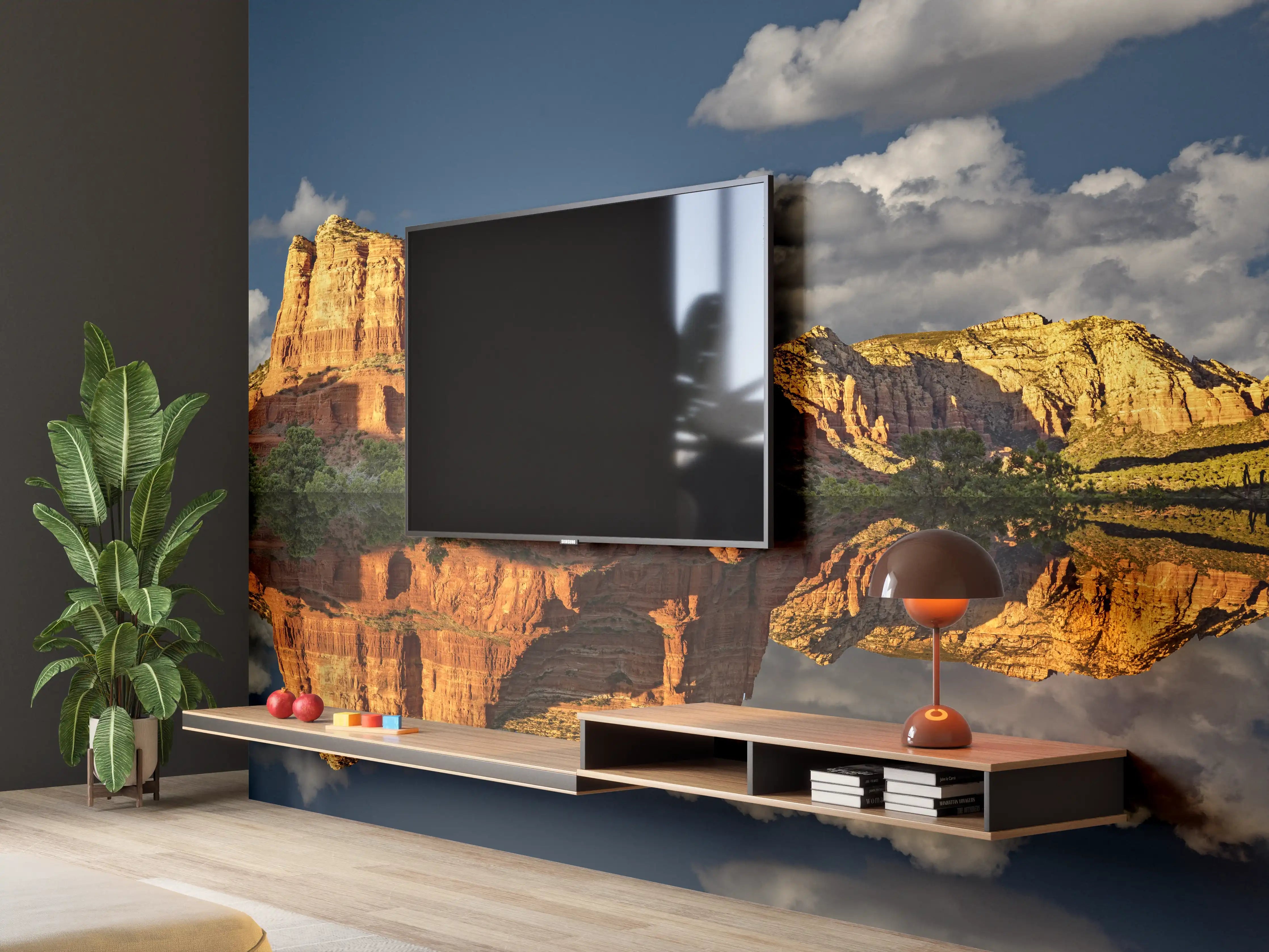Wandverkleidung Wohnzimmer - Spektakulärer Sonnenuntergang über den Canyons