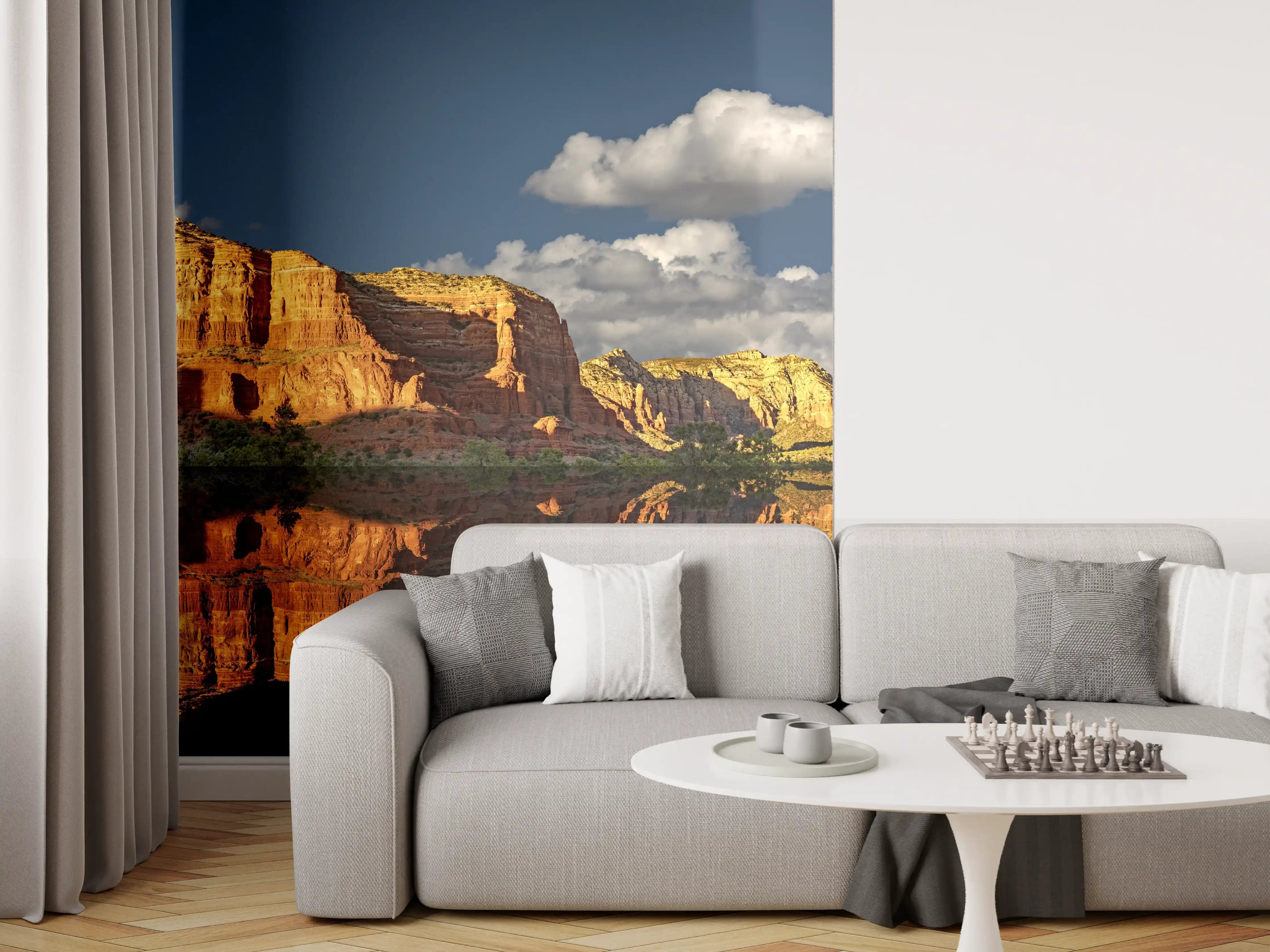 Wandverkleidung Wohnzimmer - Spektakulärer Sonnenuntergang über den Canyons