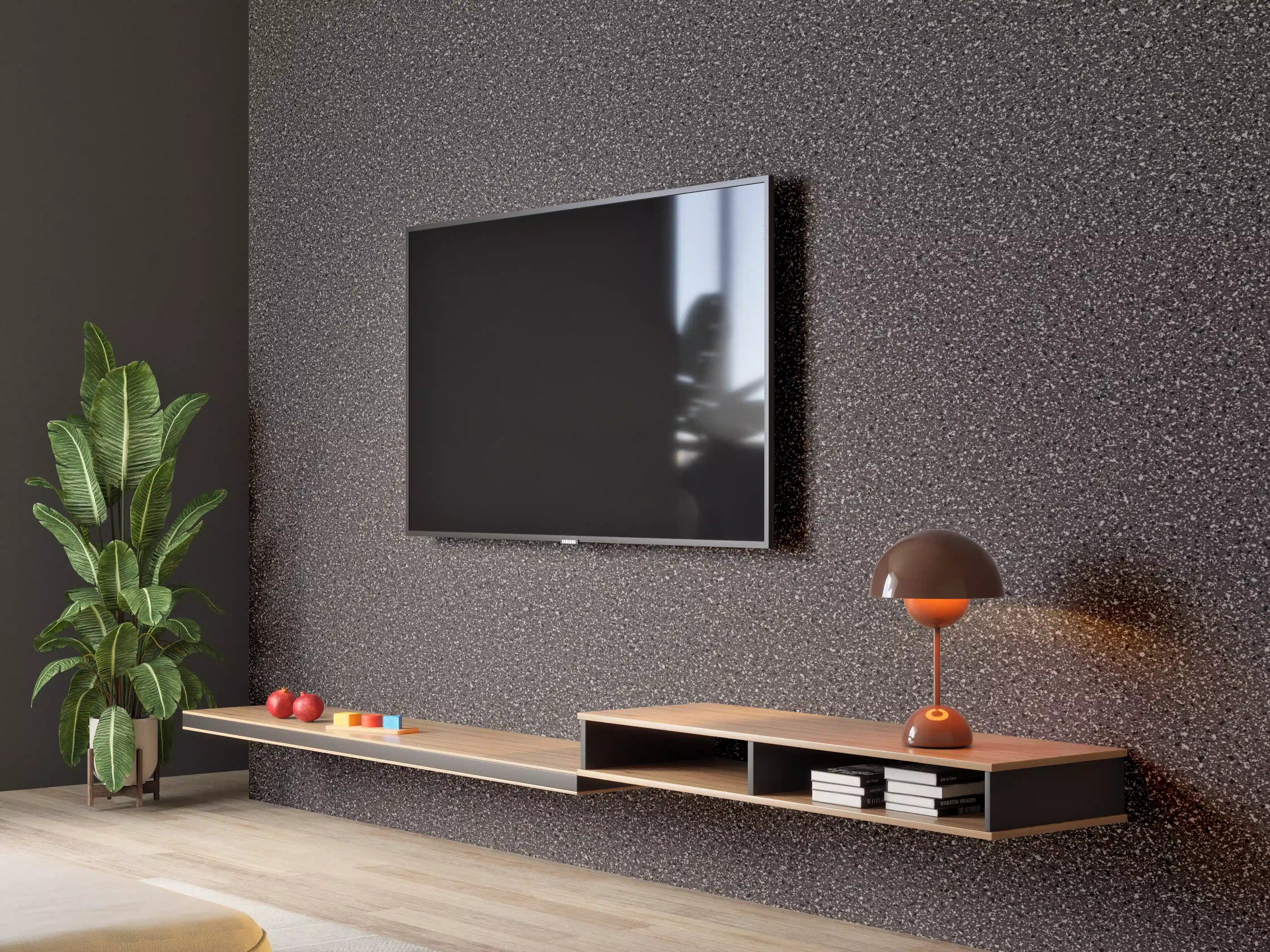 Wandverkleidung Wohnzimmer - Stein Boden und Wand Muster aus Granit