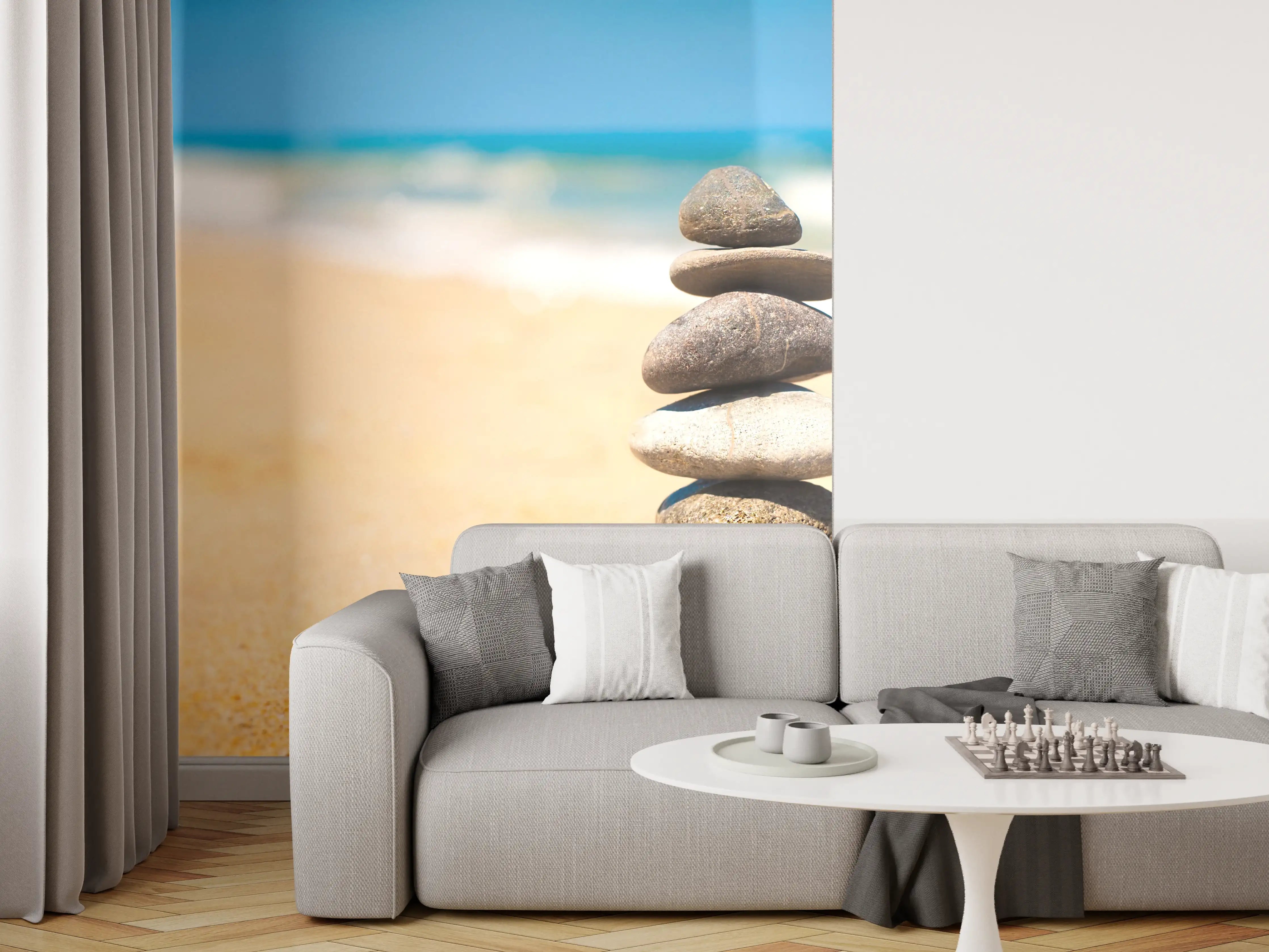 Wandverkleidung Wohnzimmer - Steine Meditation Balance