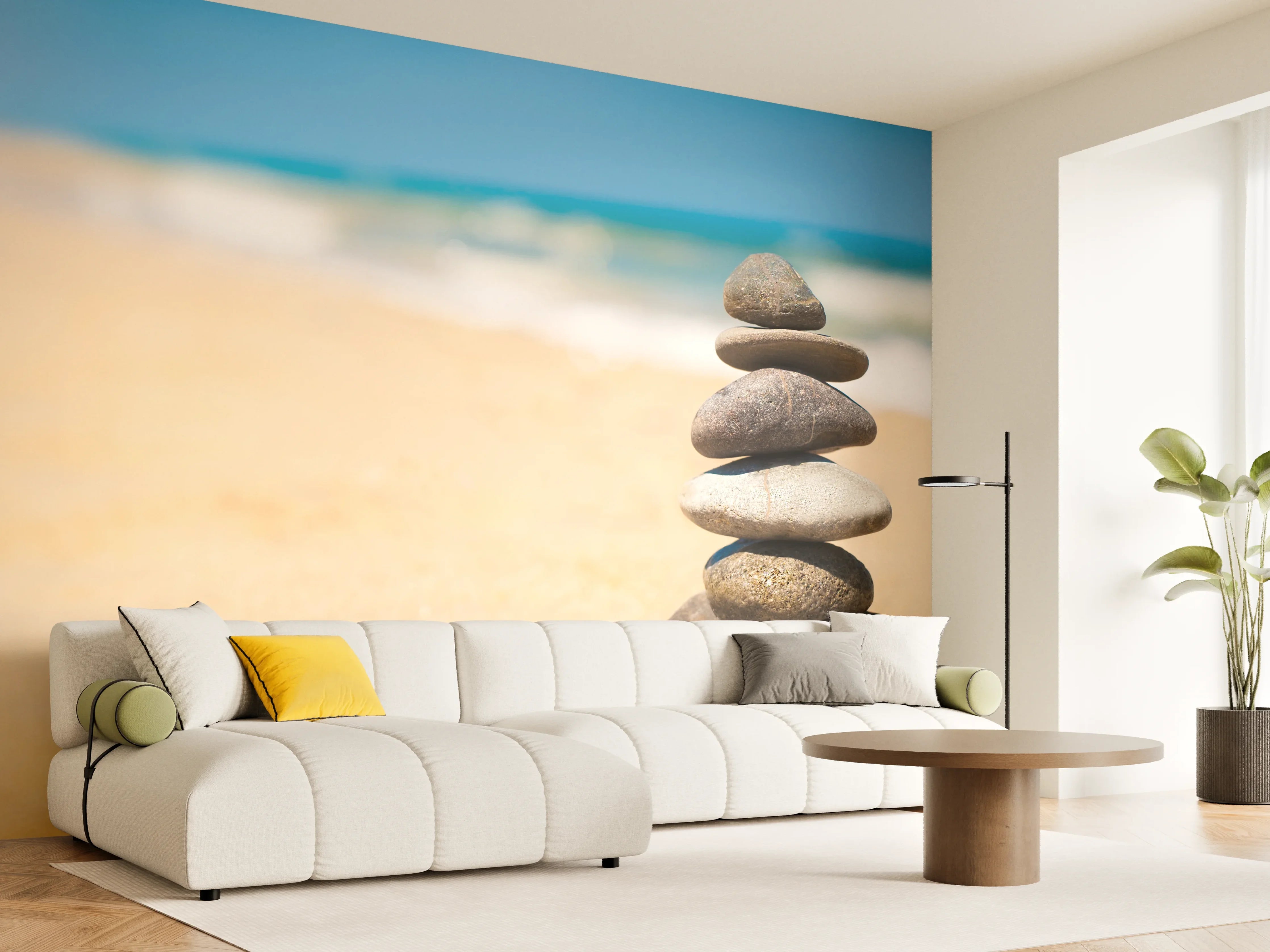 Wandverkleidung Wohnzimmer - Steine Meditation Balance