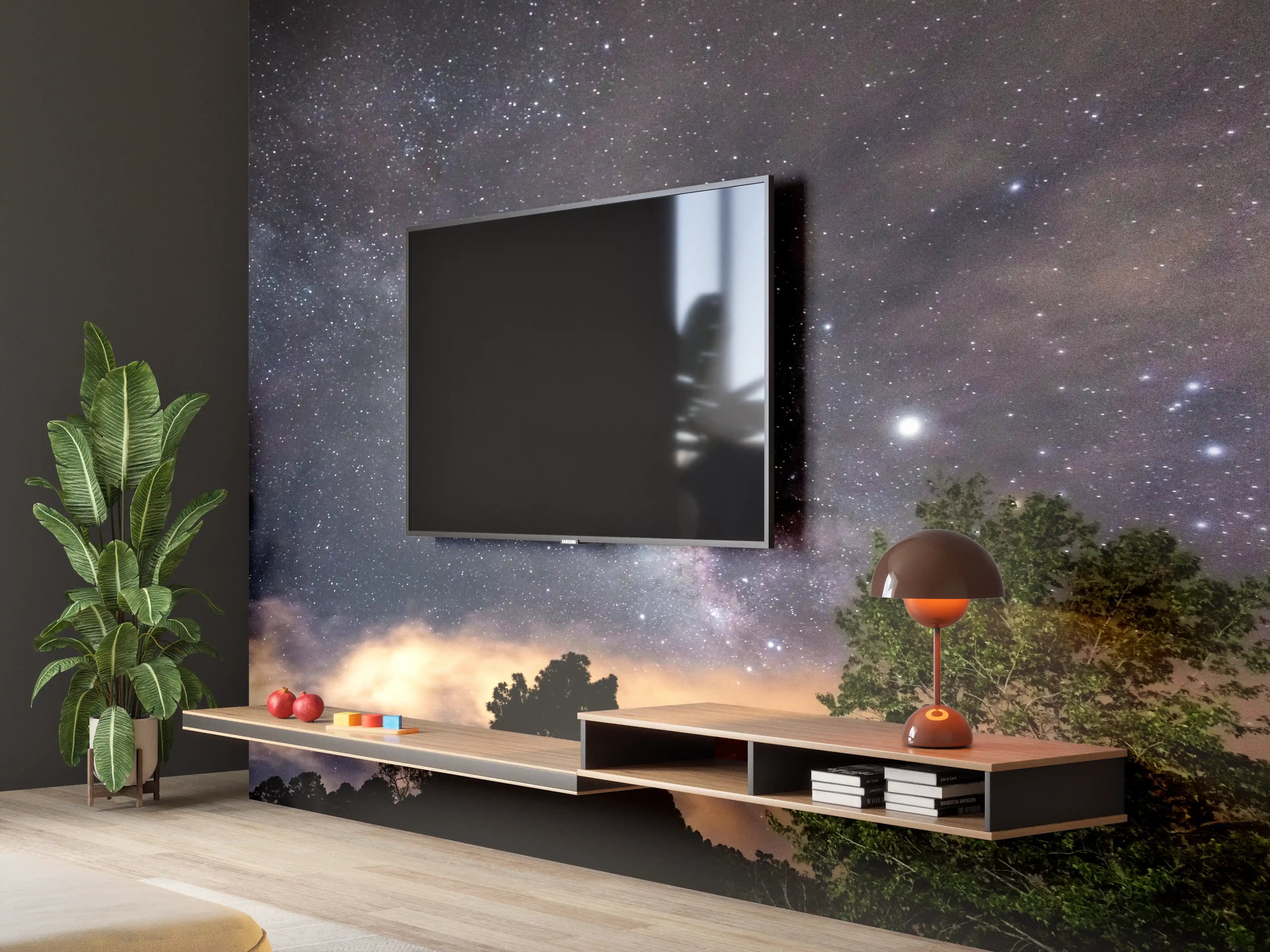 Wandverkleidung Wohnzimmer - Sterne im Himmel bei Nacht