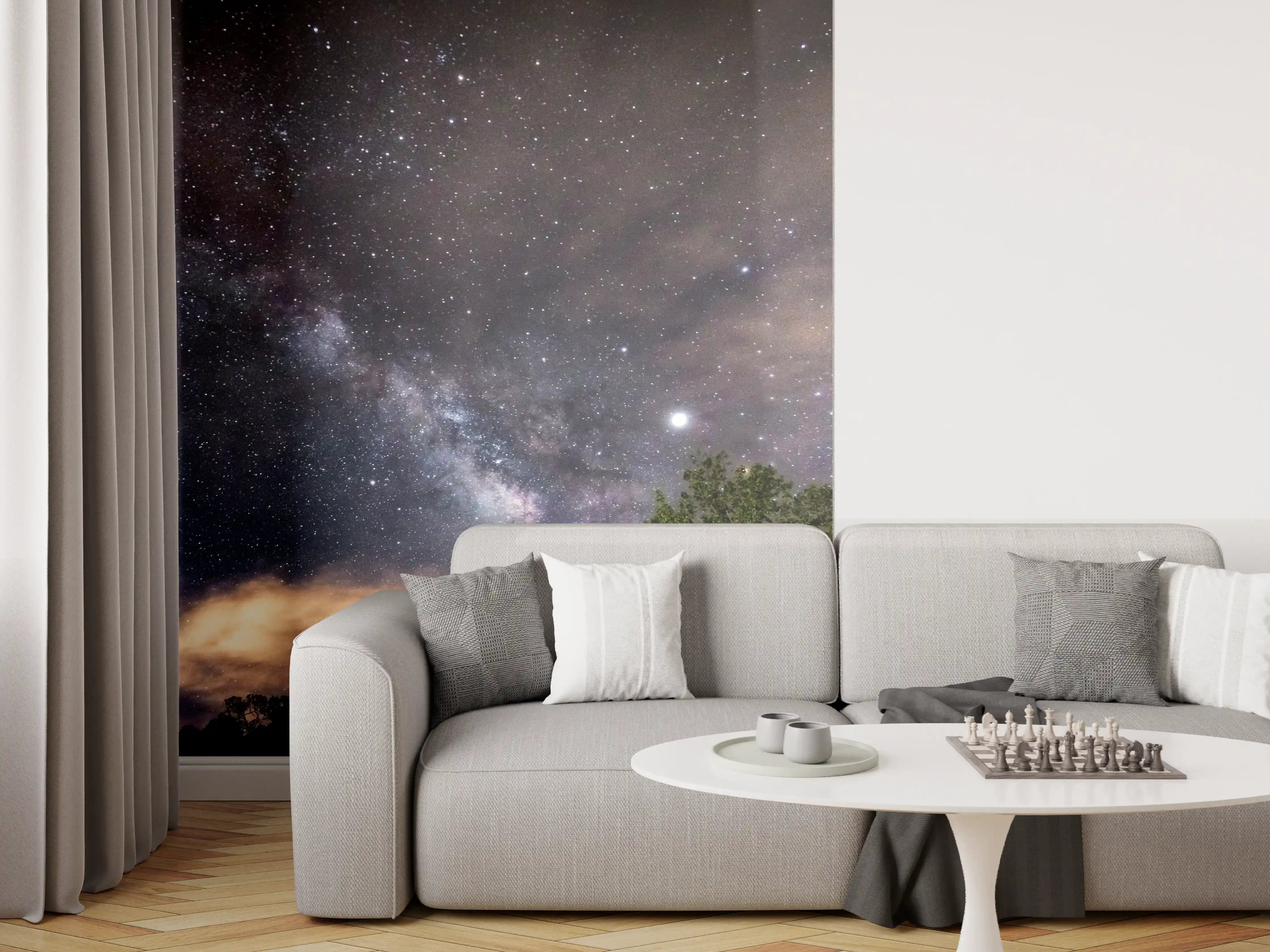 Wandverkleidung Wohnzimmer - Sterne im Himmel bei Nacht