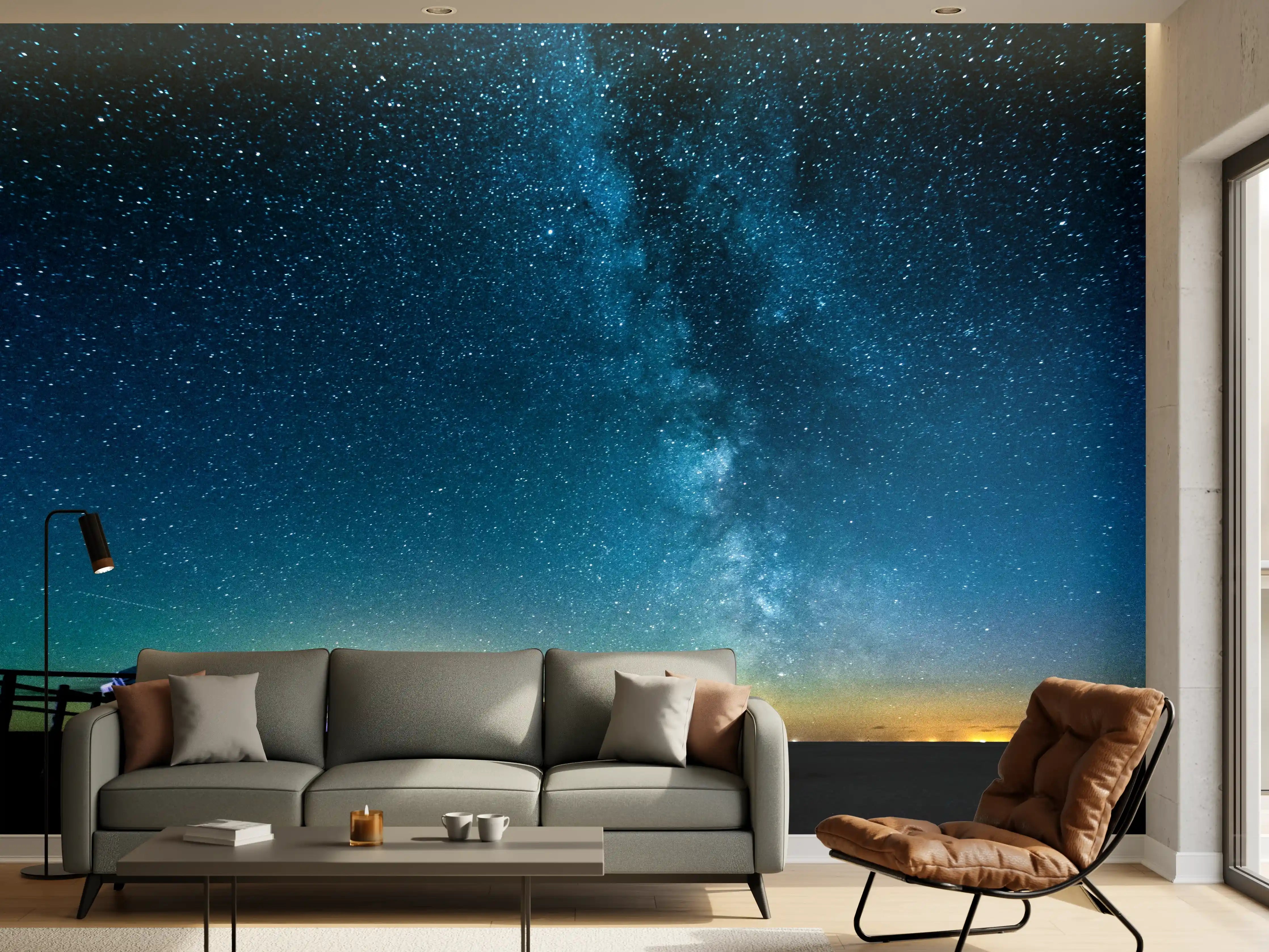 Wandverkleidung Wohnzimmer - Sternenhimmel unter klarer Nacht