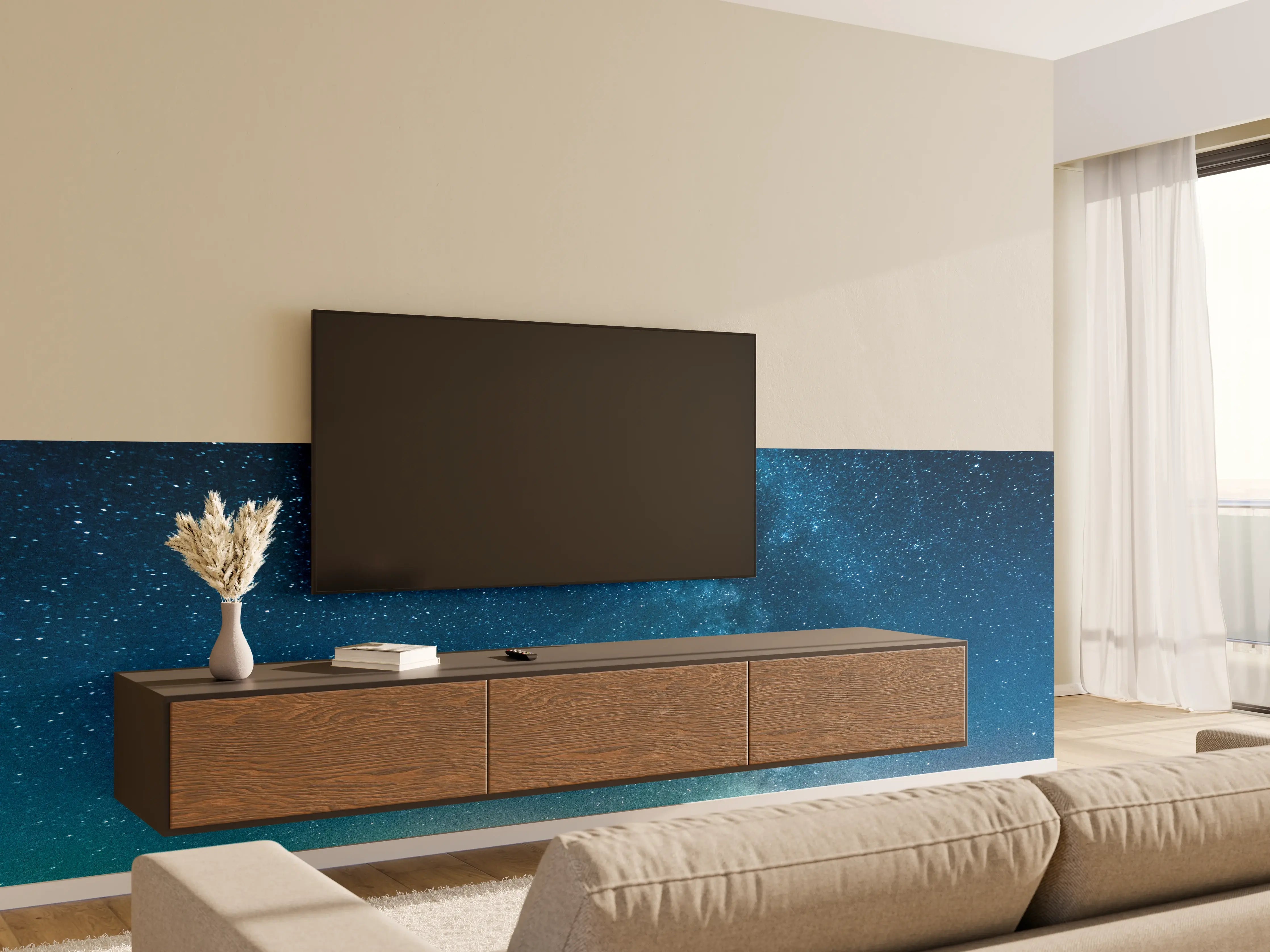 Wandverkleidung Wohnzimmer - Sternenhimmel unter klarer Nacht