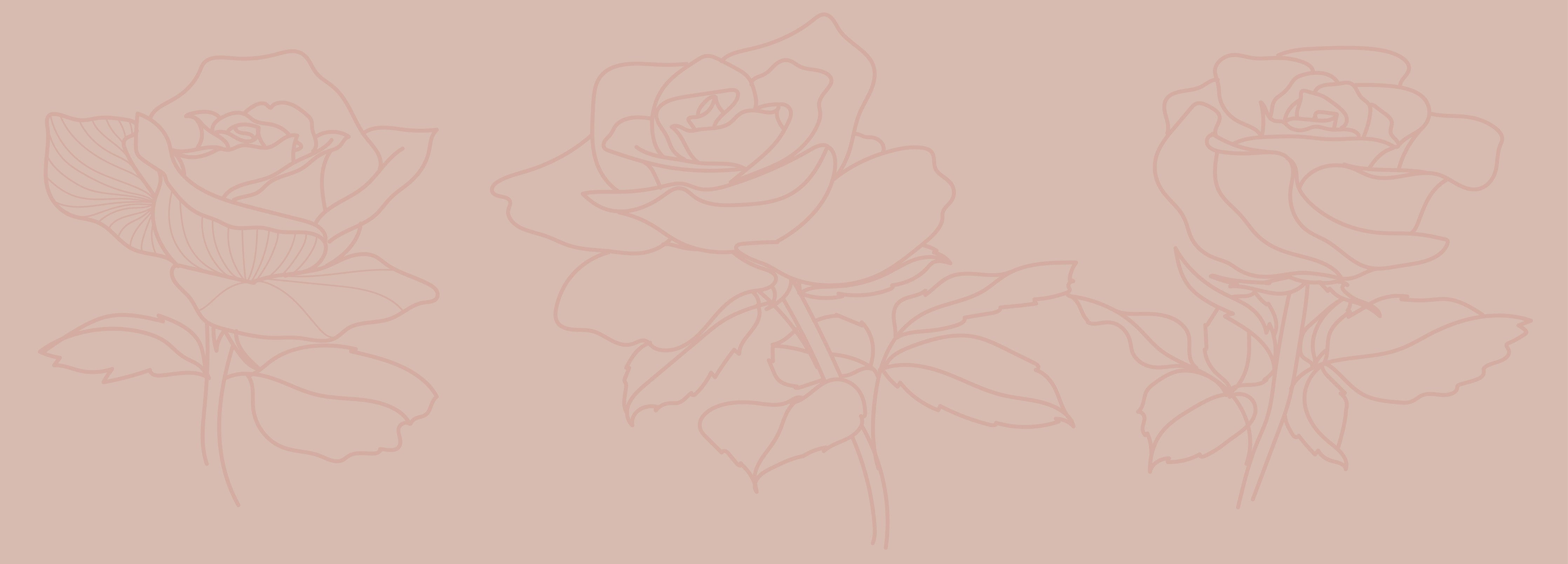 Wandverkleidung Wohnzimmer-Stilisierte Rosen Zeichnung