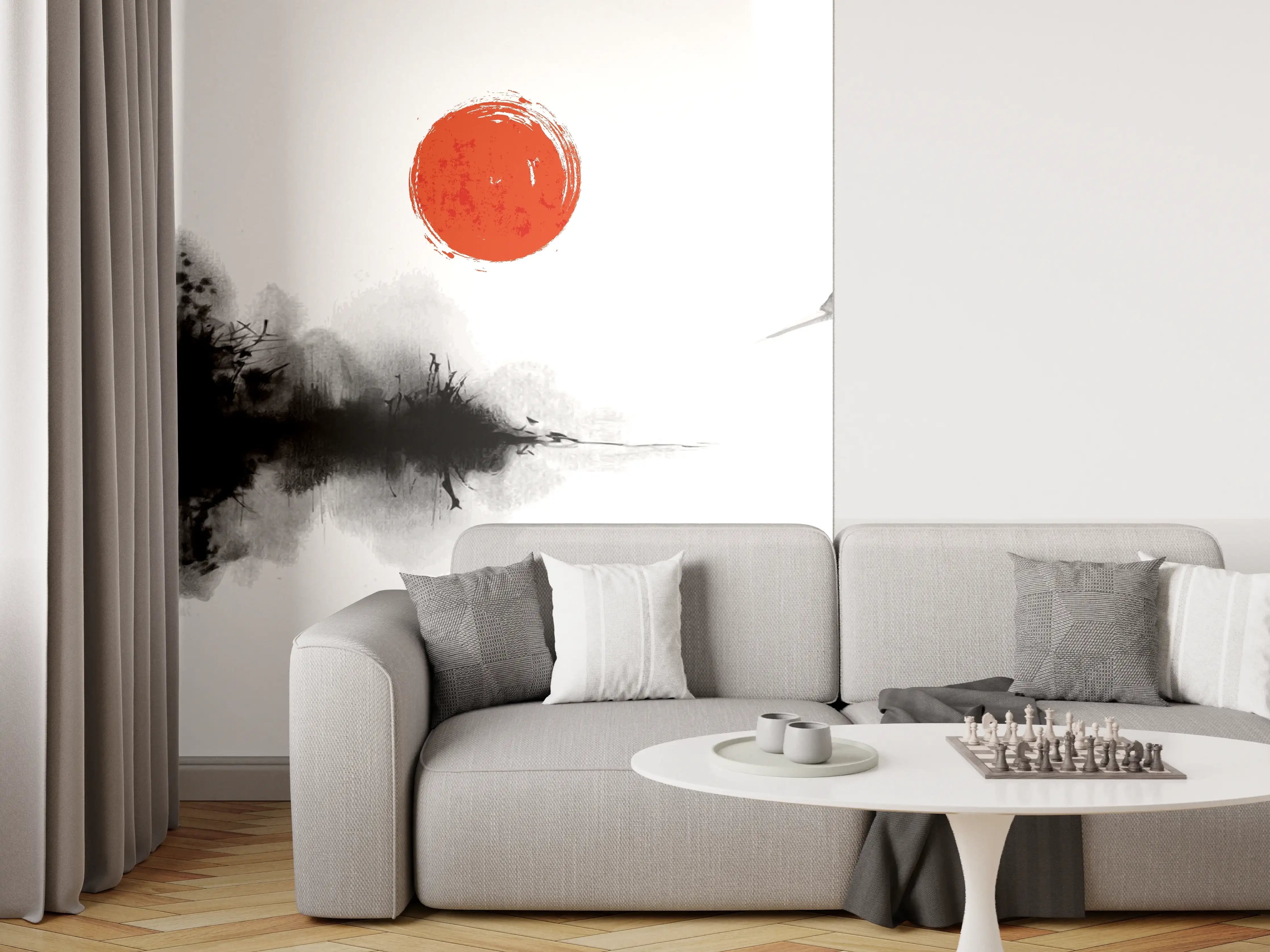 Wandverkleidung Wohnzimmer - Stille Heron Tintenkunst
