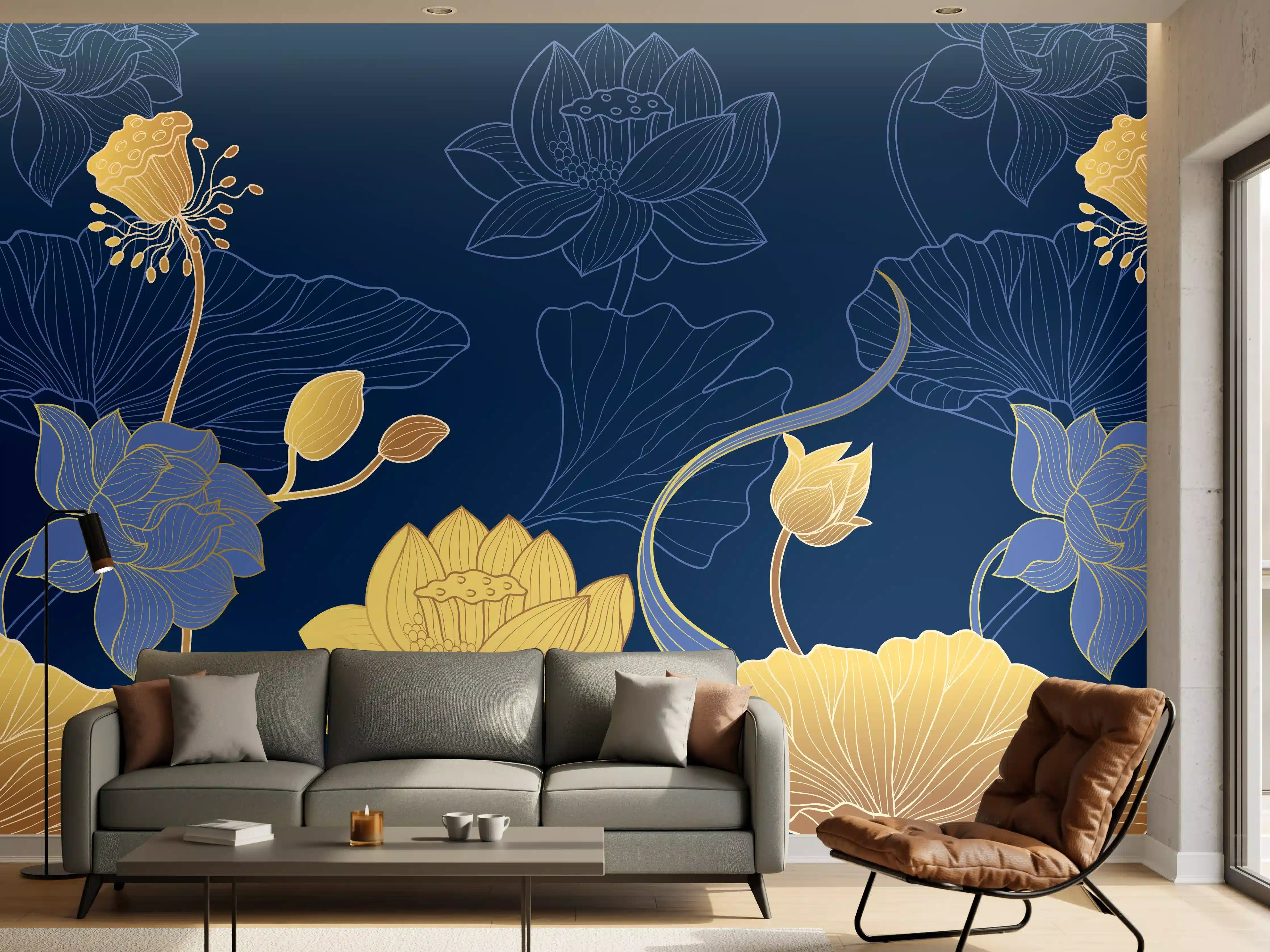 Wandverkleidung Wohnzimmer - Stilvolle Blumenmuster Tapete
