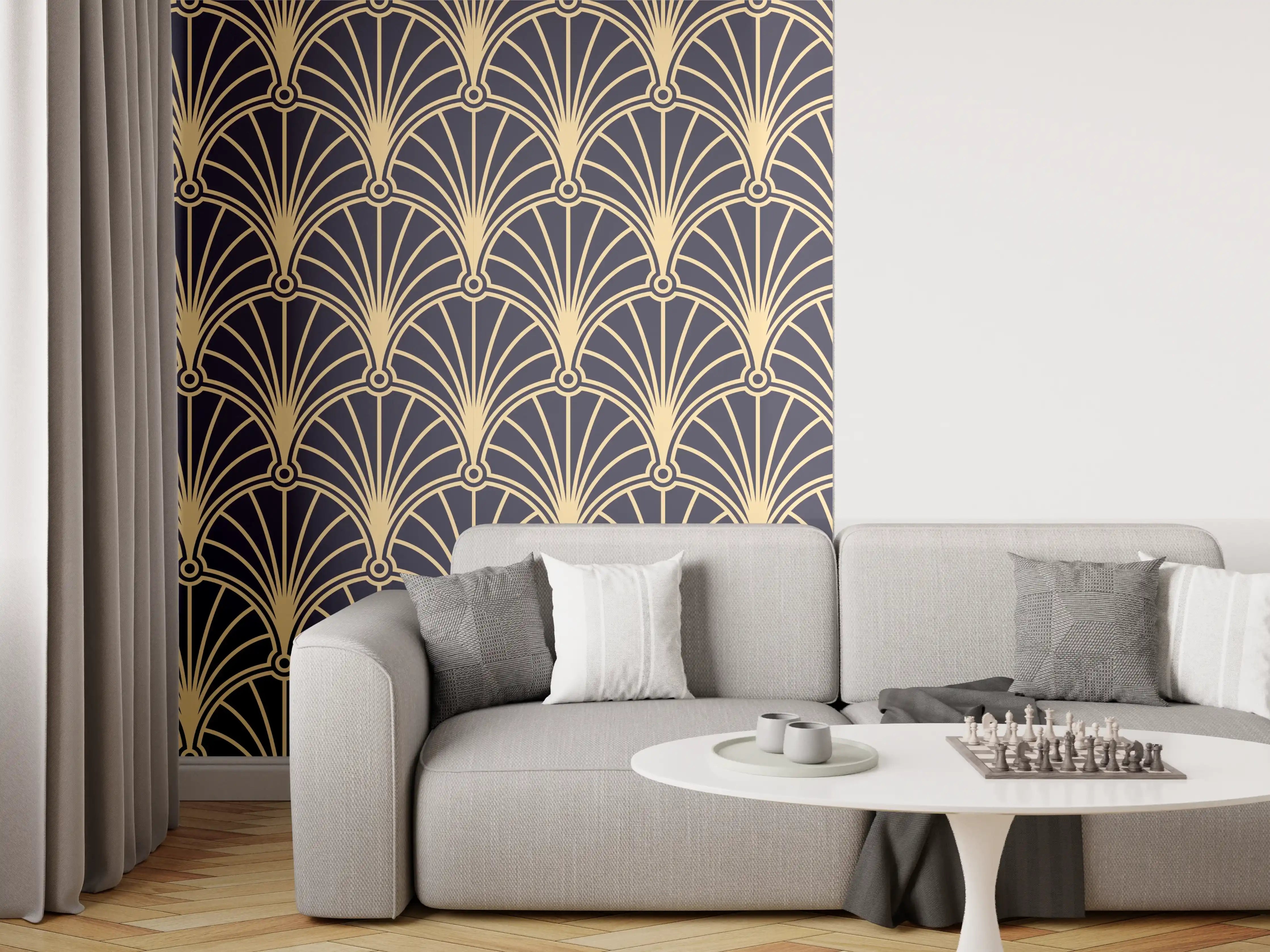 Wandverkleidung Wohnzimmer - Stilvolles Art-Deko-Muster