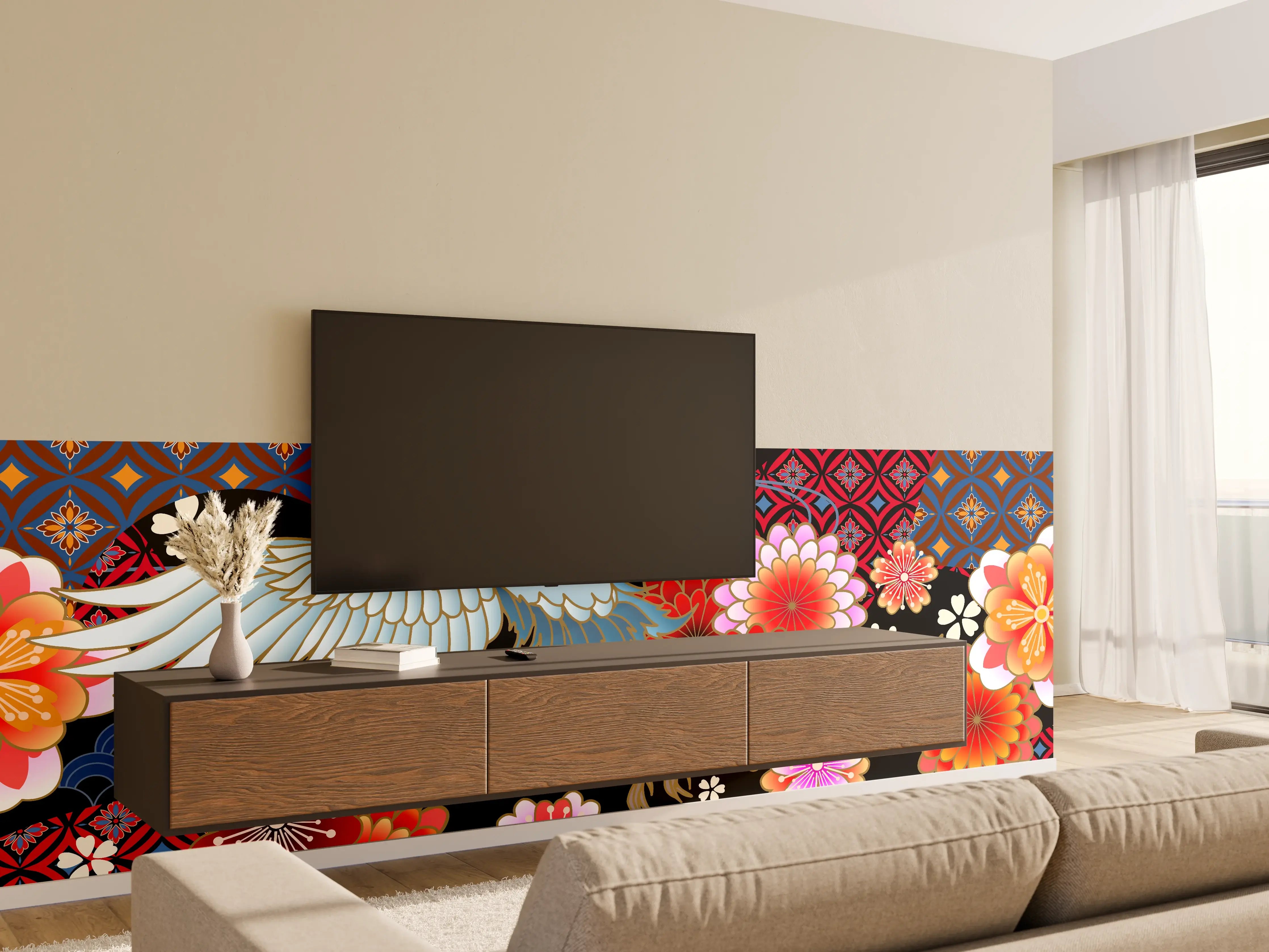 Wandverkleidung Wohnzimmer - Stolzer Kranich
