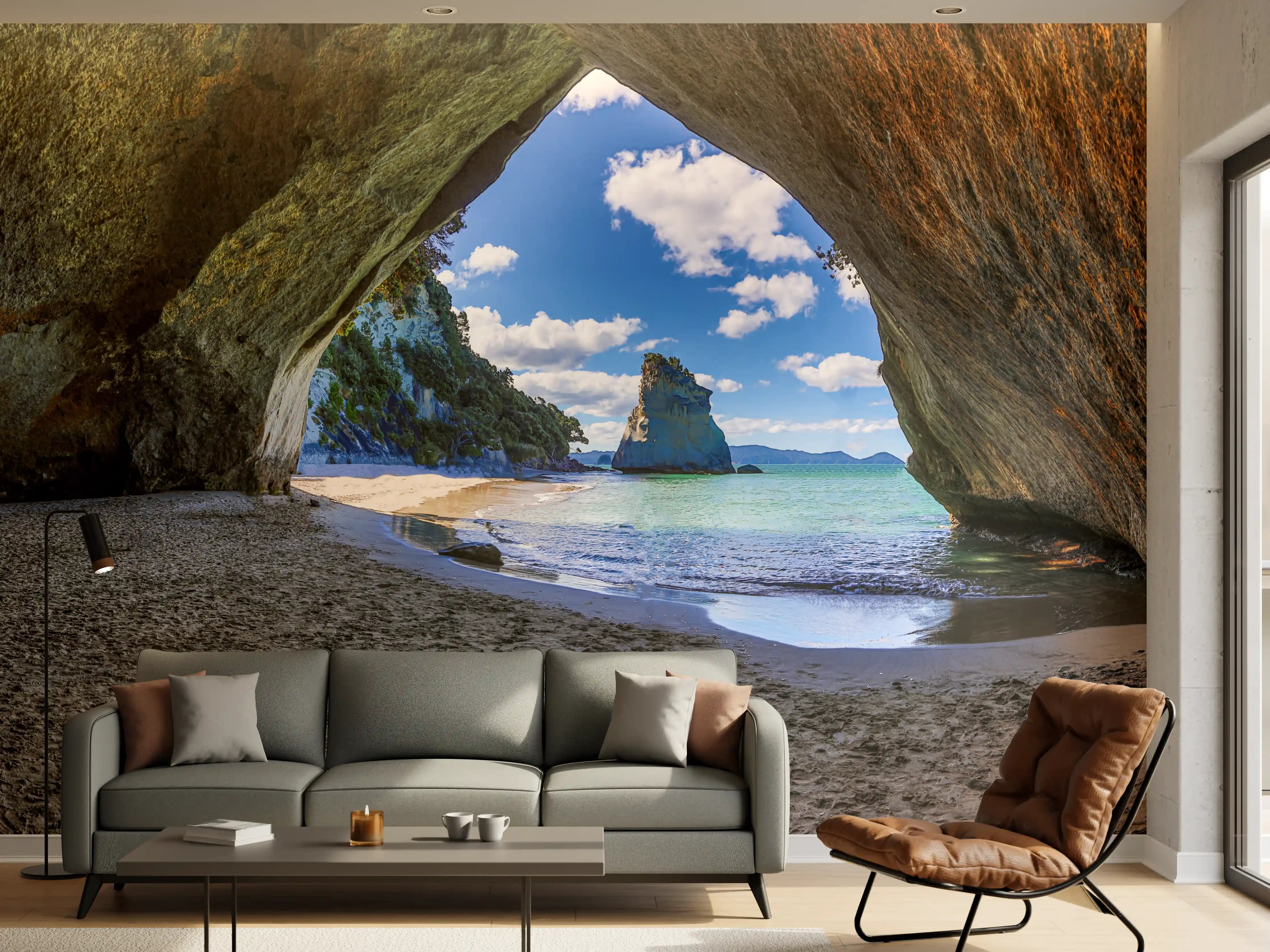 Wandverkleidung Wohnzimmer - Strandblick auf Hoho-Rock