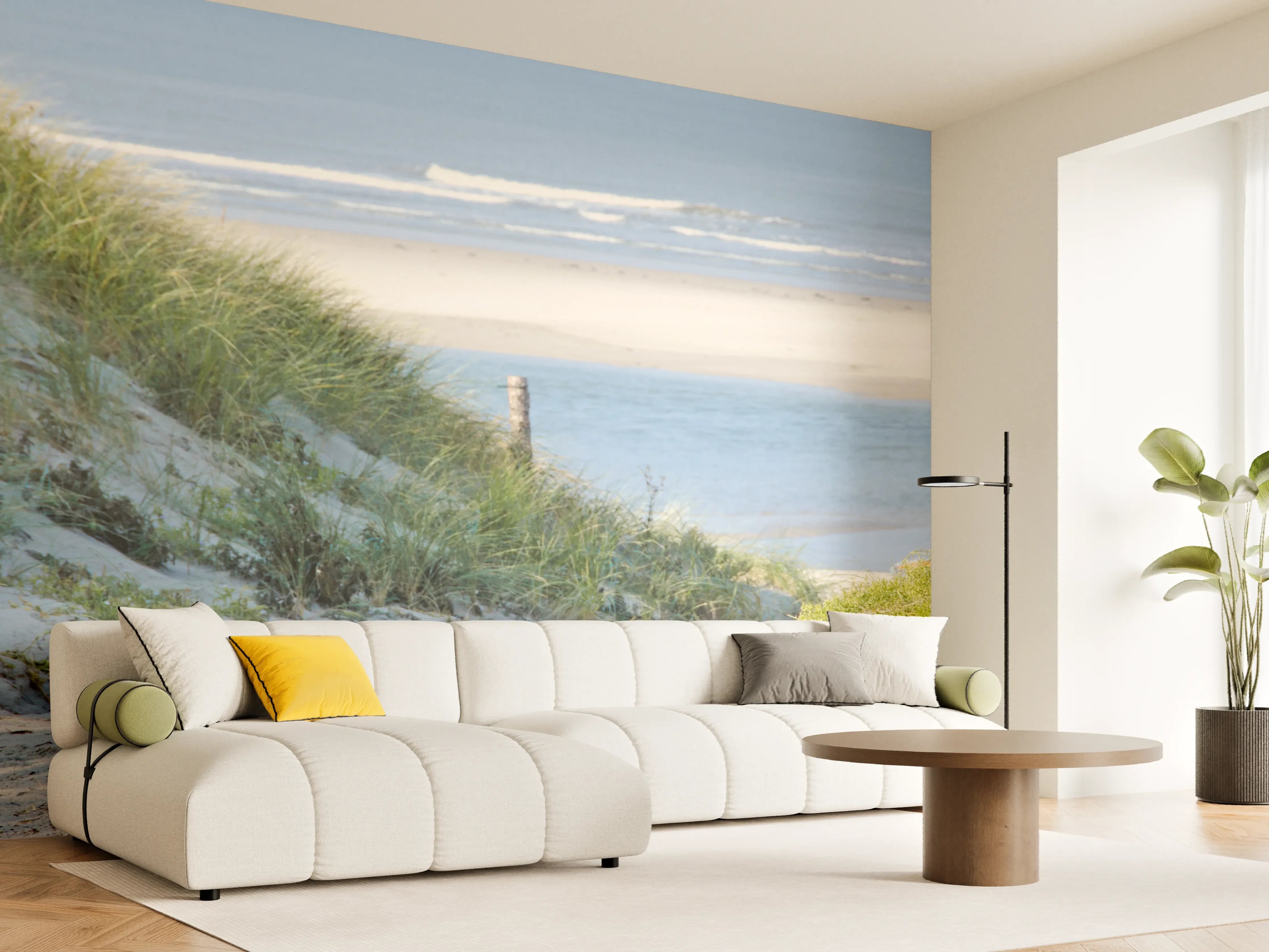 Wandverkleidung Wohnzimmer - Strandweg mit Dünen und Meerblick