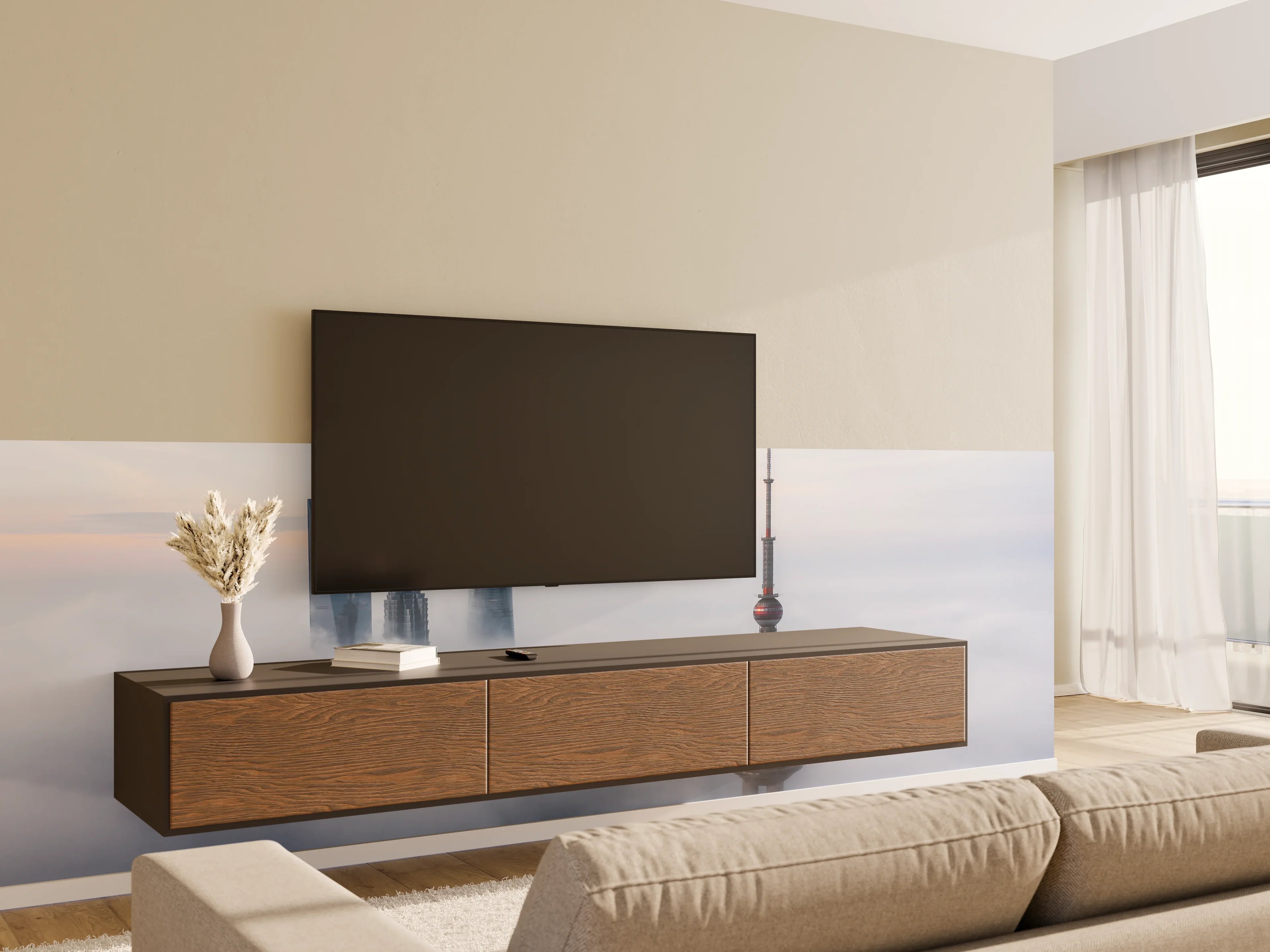 Wandverkleidung Wohnzimmer - Straßen der Zukunft