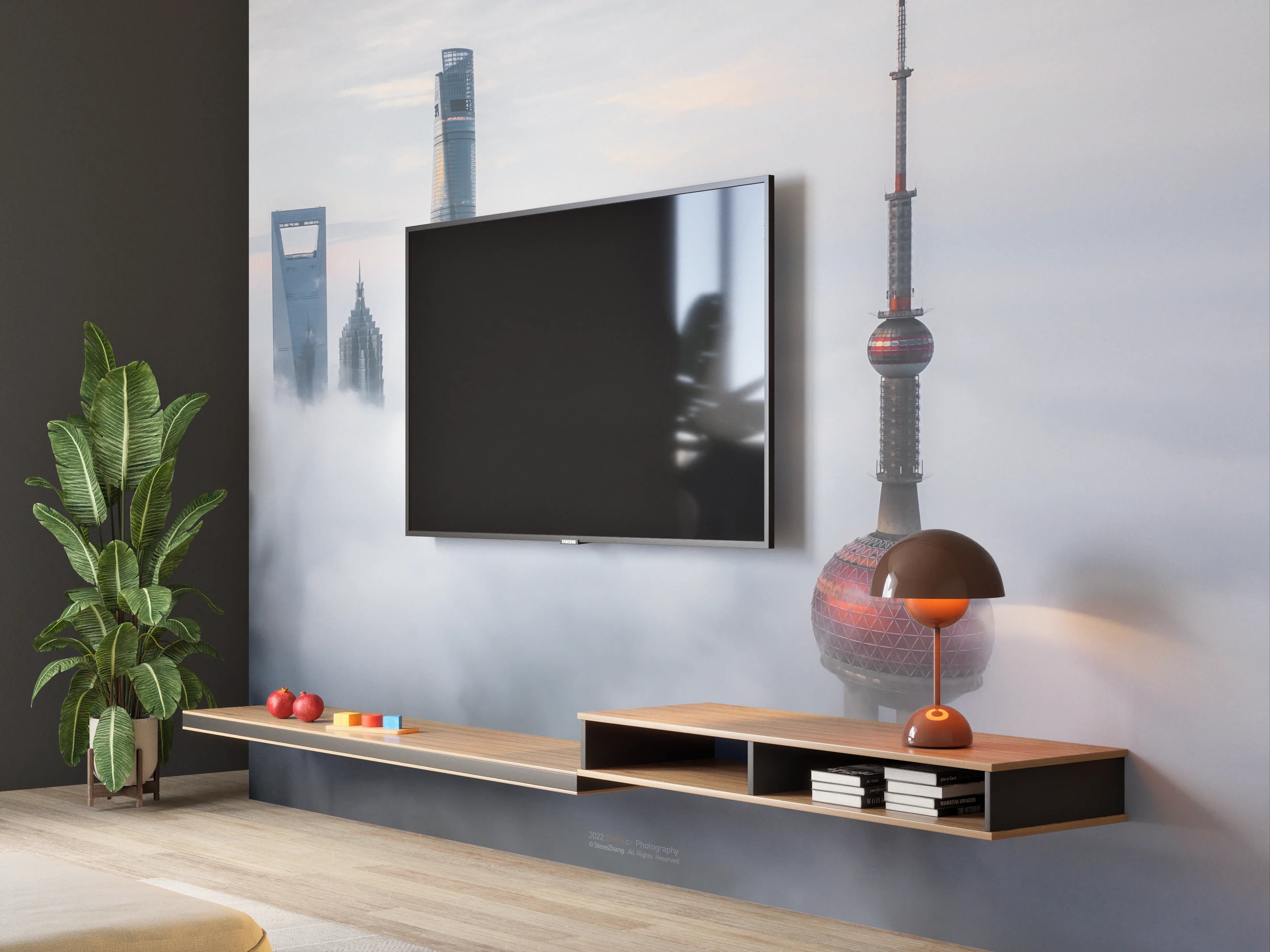 Wandverkleidung Wohnzimmer - Straßen der Zukunft