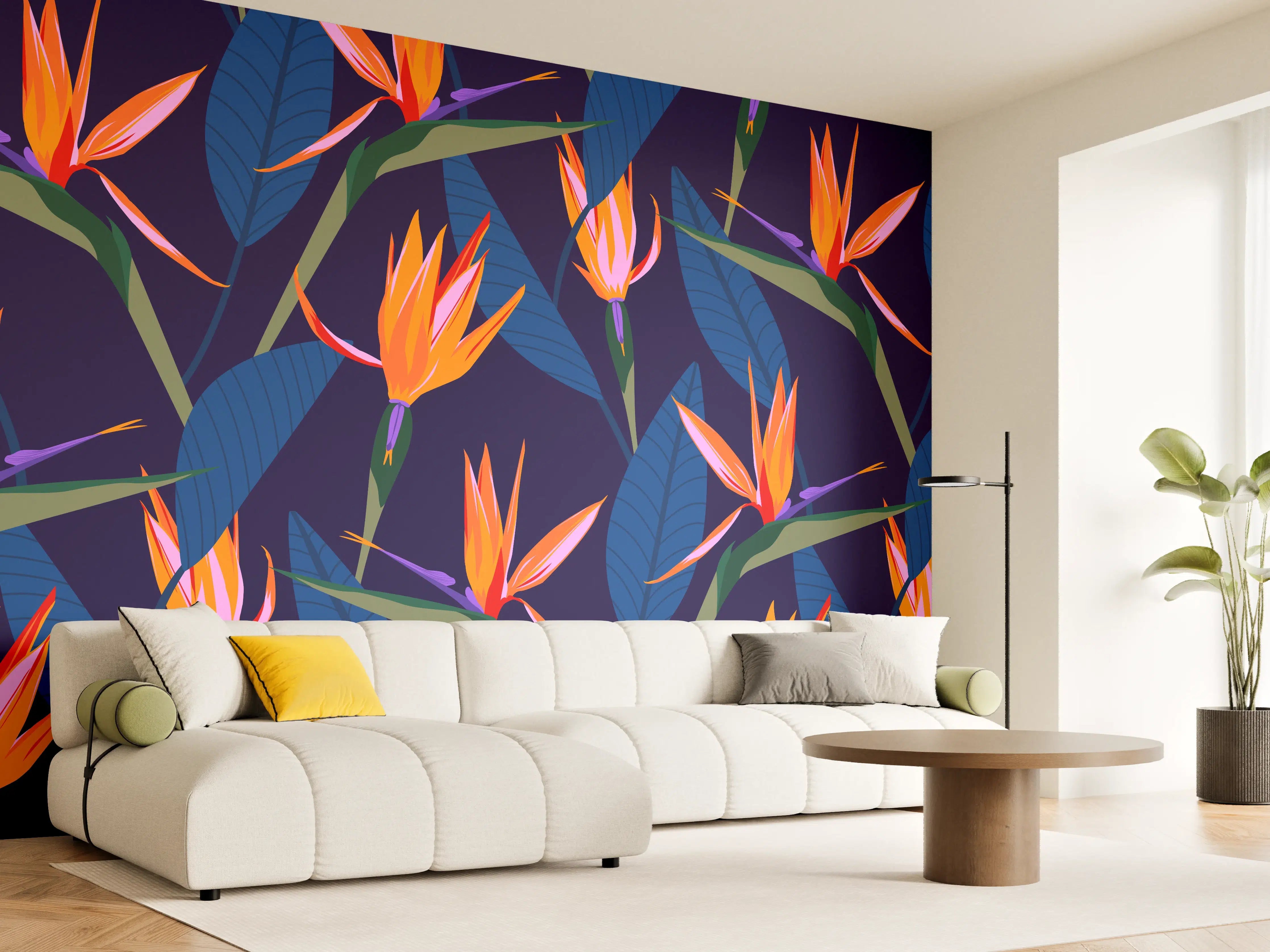 Wandverkleidung Wohnzimmer - Strelitzia Nacht – Tropische Blumen