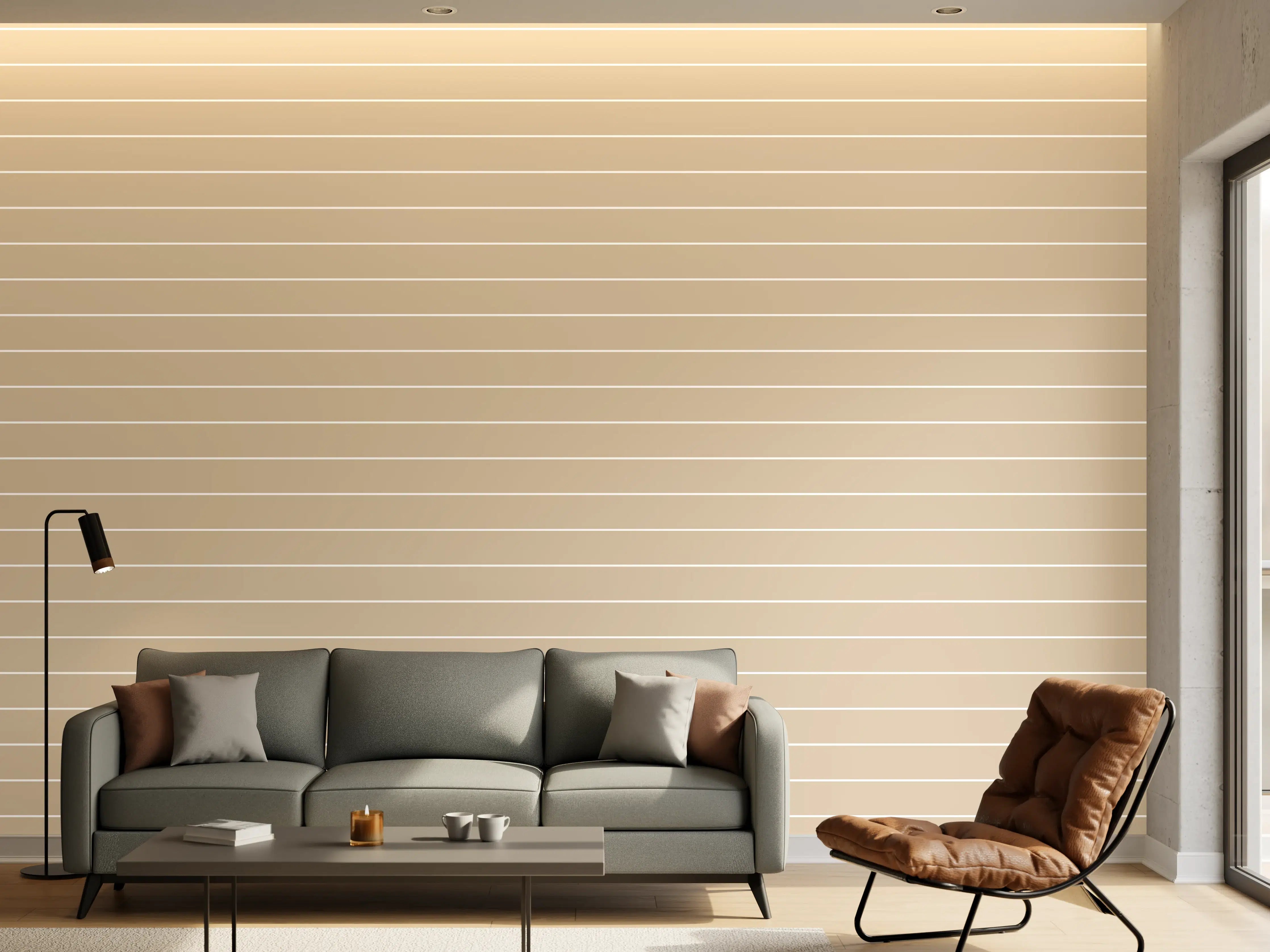 Wandverkleidung Wohnzimmer - Stripes Beige Wanddeko