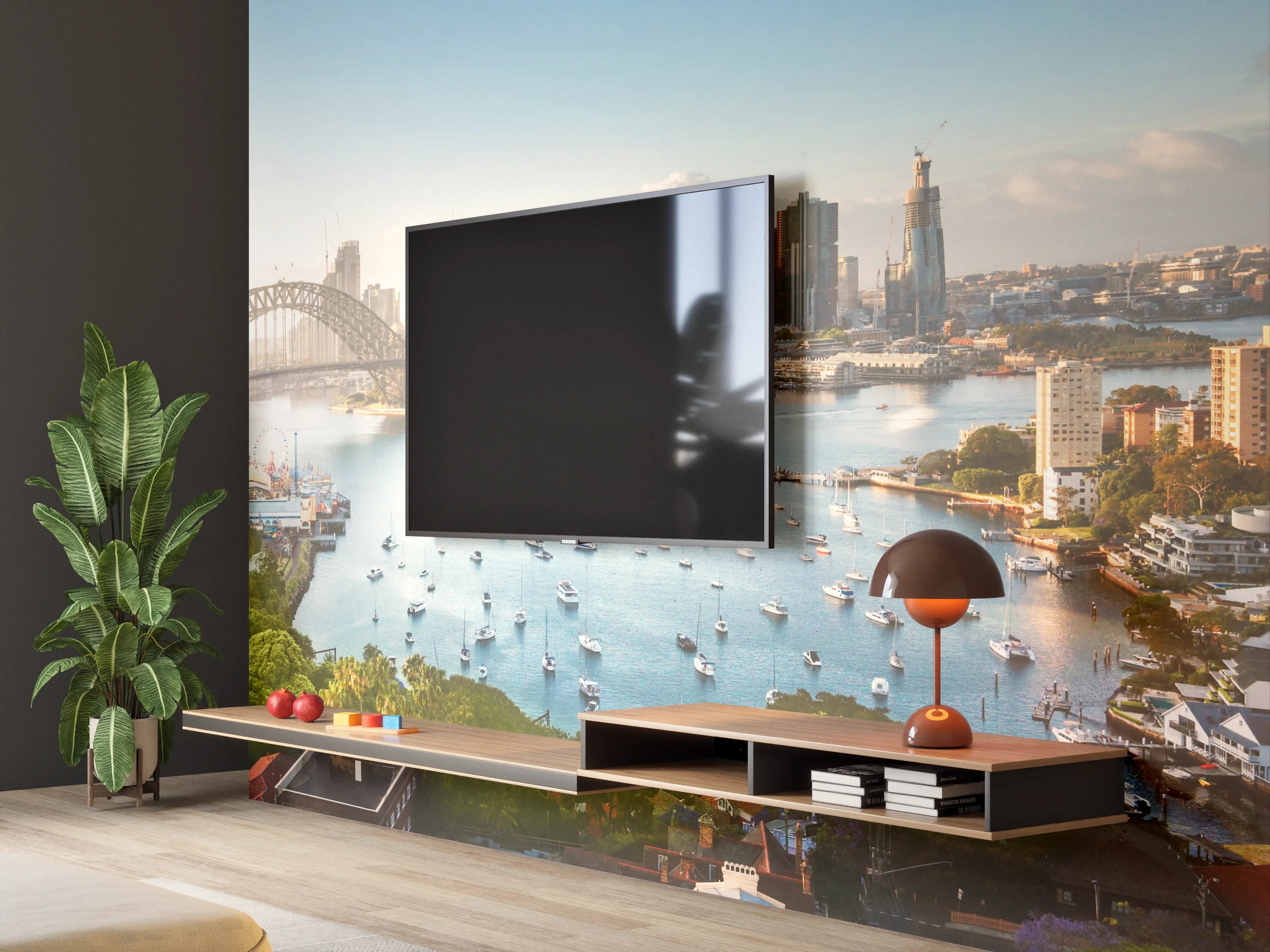 Wandverkleidung Wohnzimmer - Sydney Harbour Skyline bei Sonnenuntergang