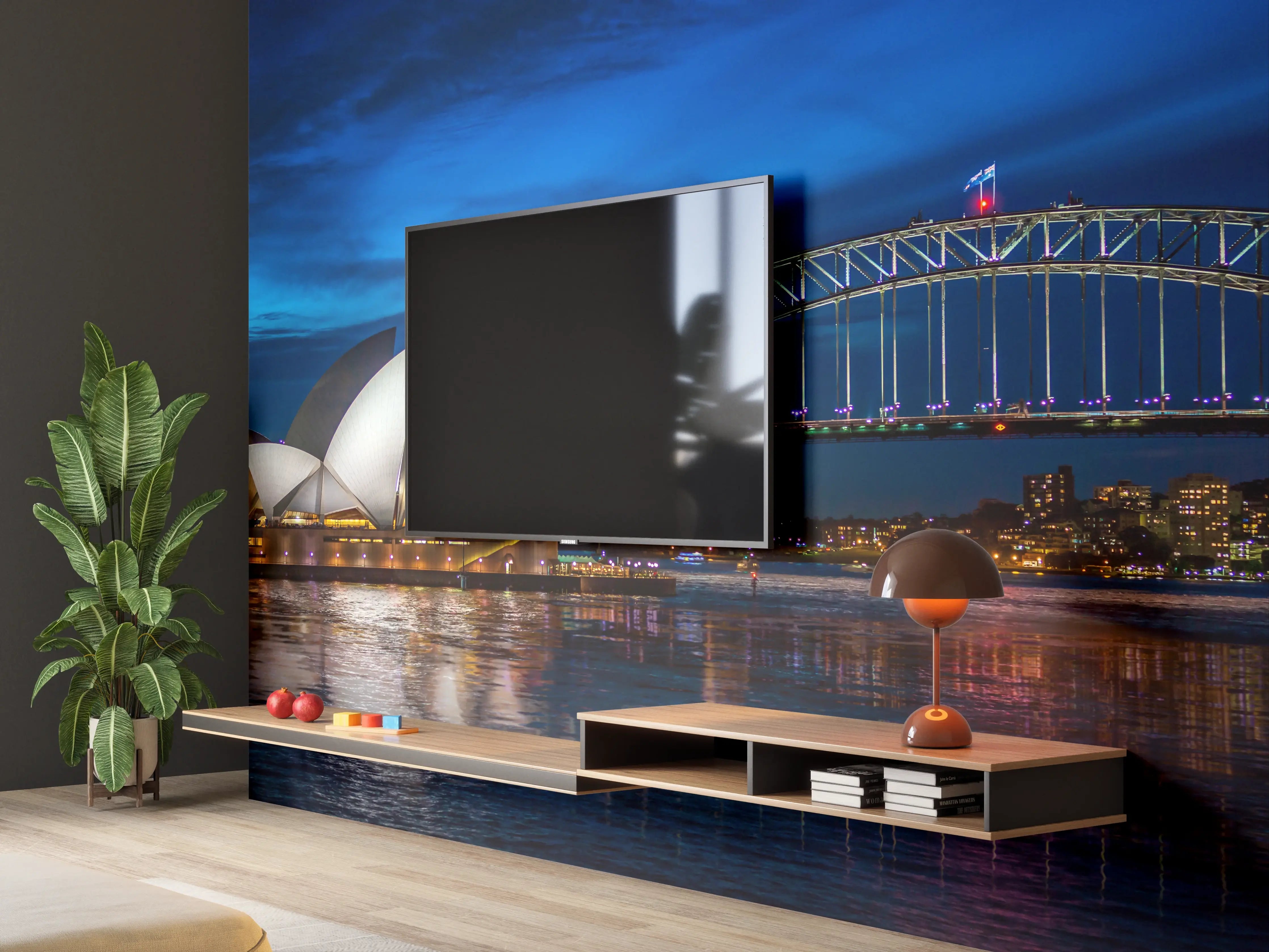 Wandverkleidung Wohnzimmer - Sydney Opernhaus bei Nacht