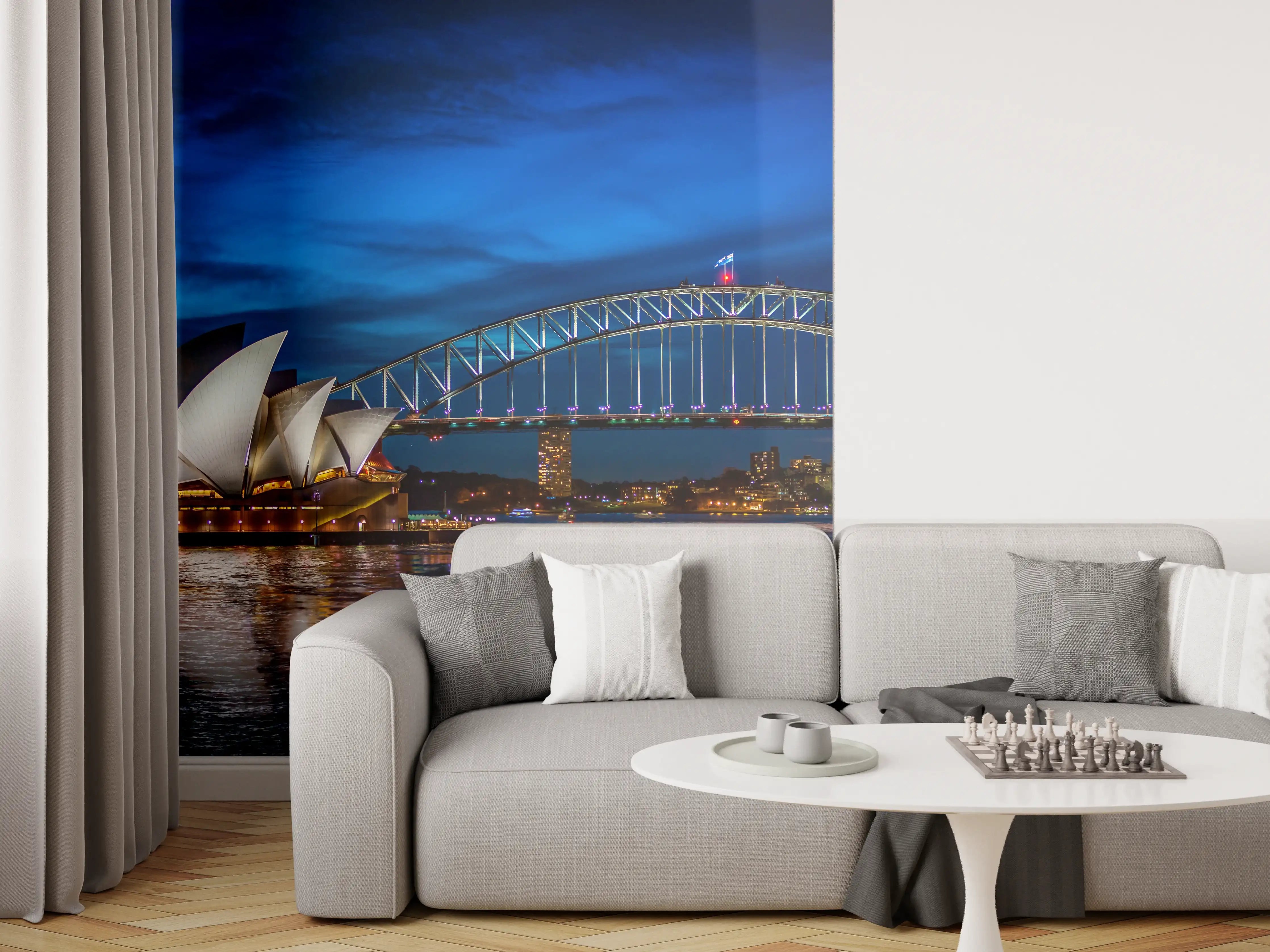 Wandverkleidung Wohnzimmer - Sydney Opernhaus bei Nacht
