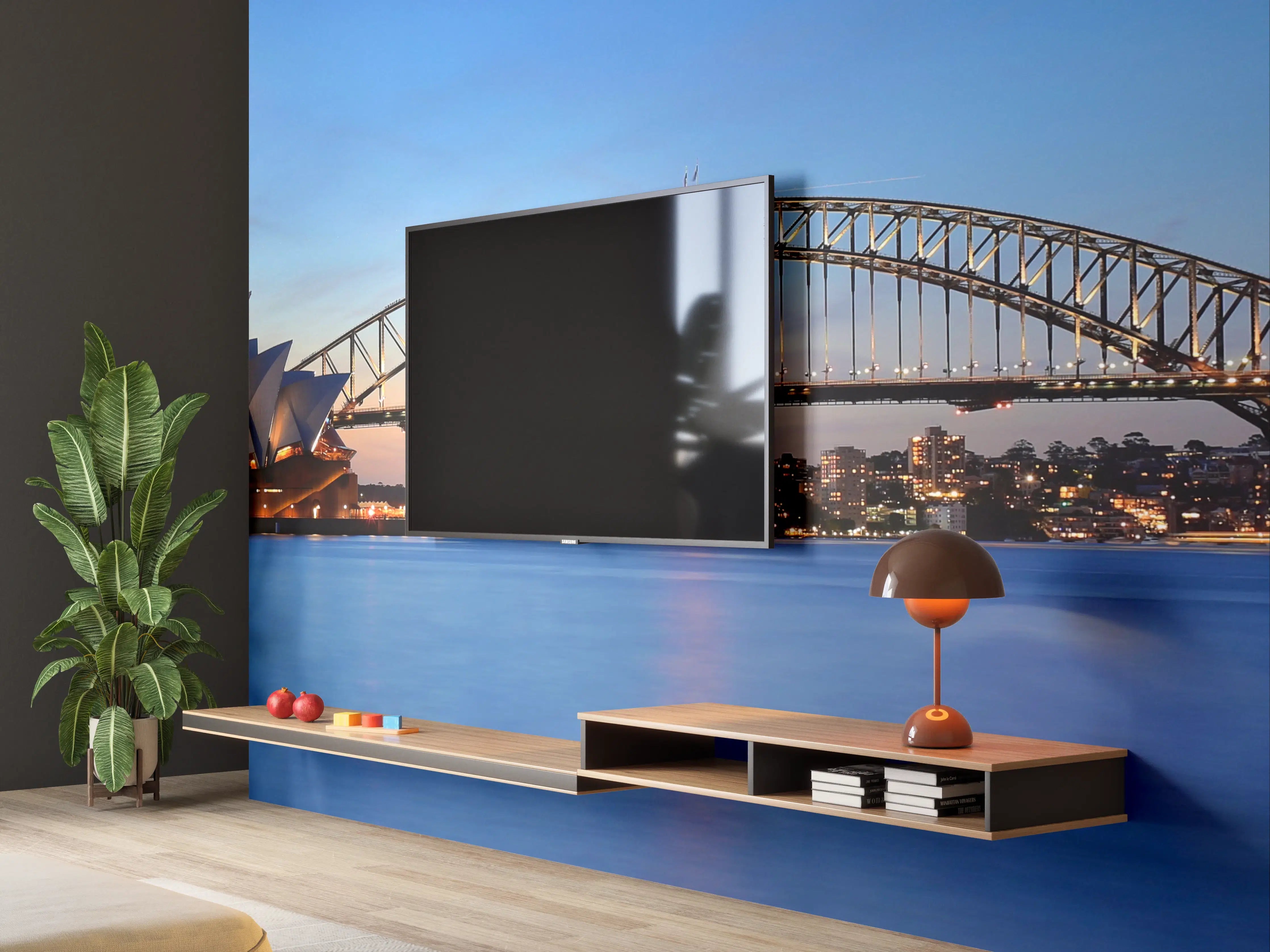 Wandverkleidung Wohnzimmer - Sydney Opernhaus und Harbour Bridge bei Sonnenuntergang