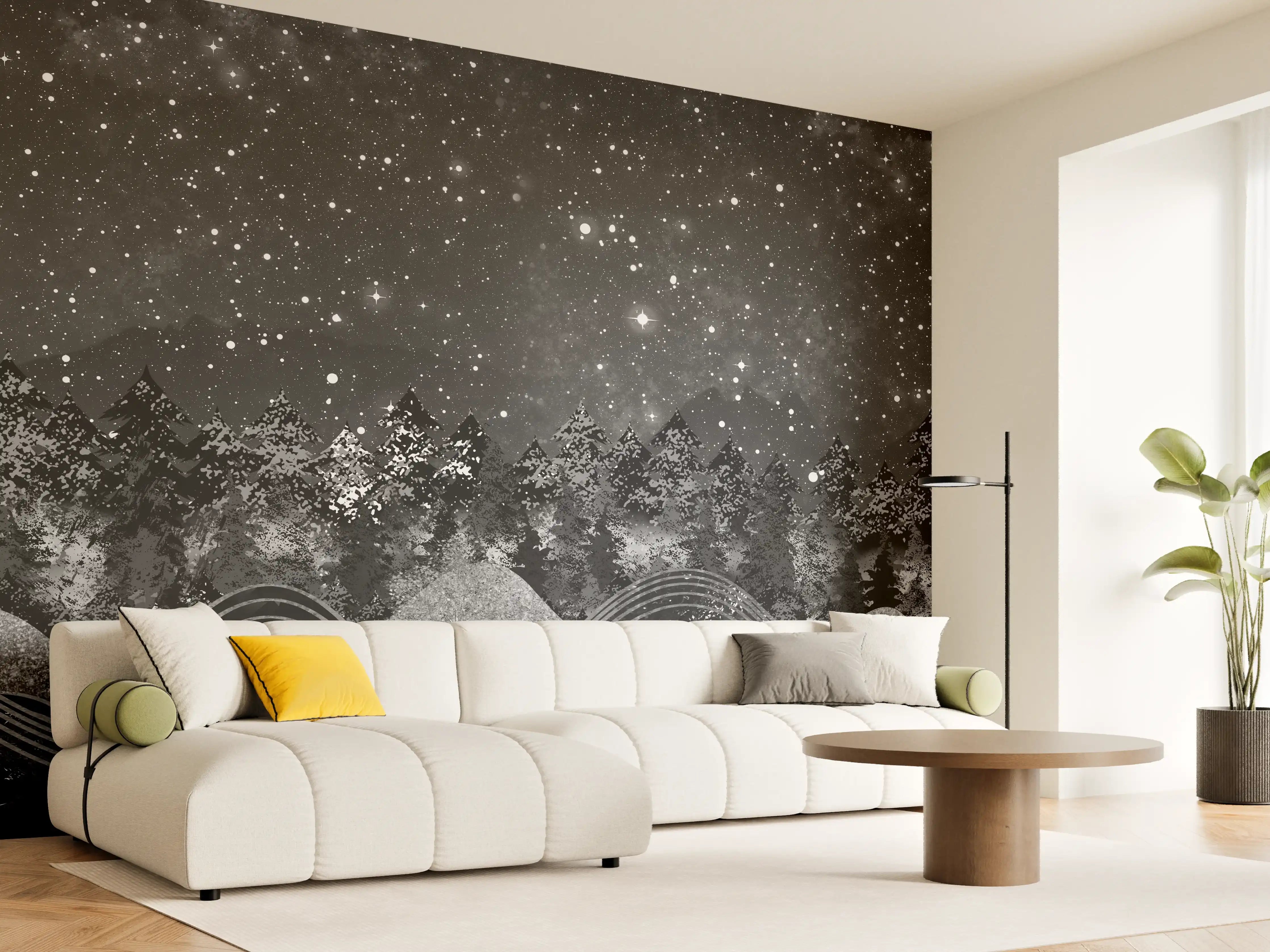 Wandverkleidung Wohnzimmer - Tapete einer Landschaft - 3D