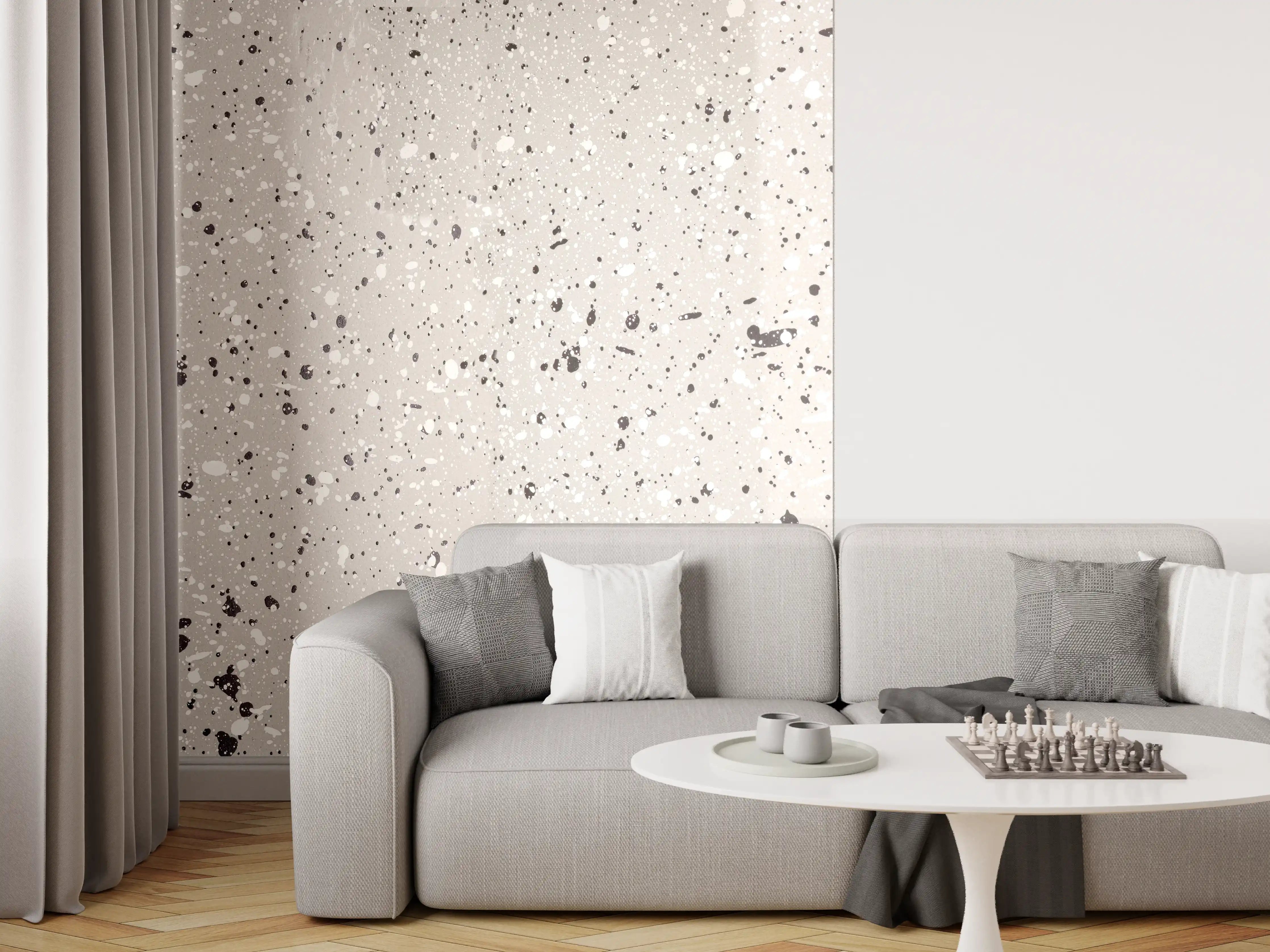 Wandverkleidung Wohnzimmer - Terazzo Stein Textur - Nahaufnahme