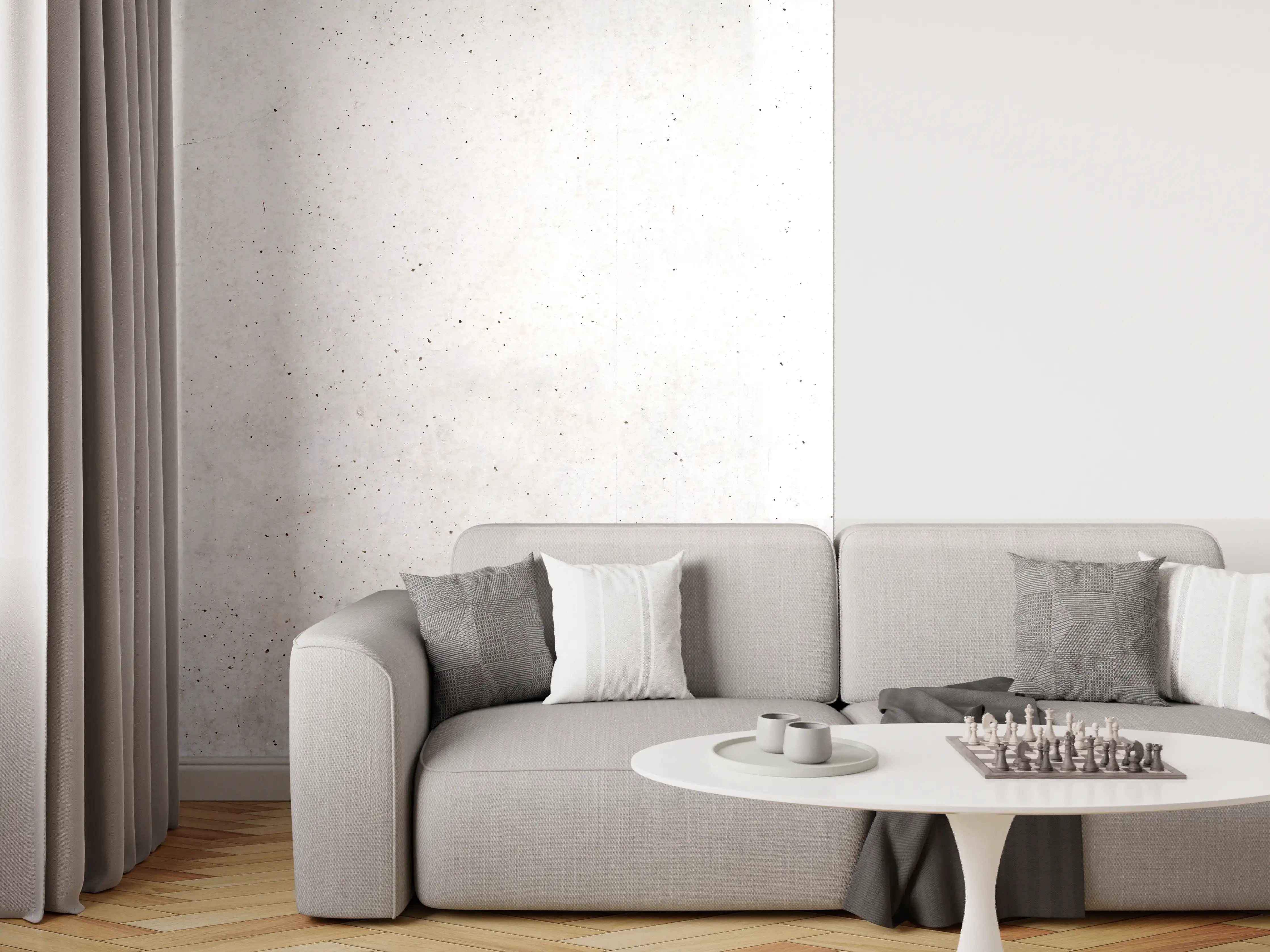 Wandverkleidung Wohnzimmer - Textur einer weißen Betonwand