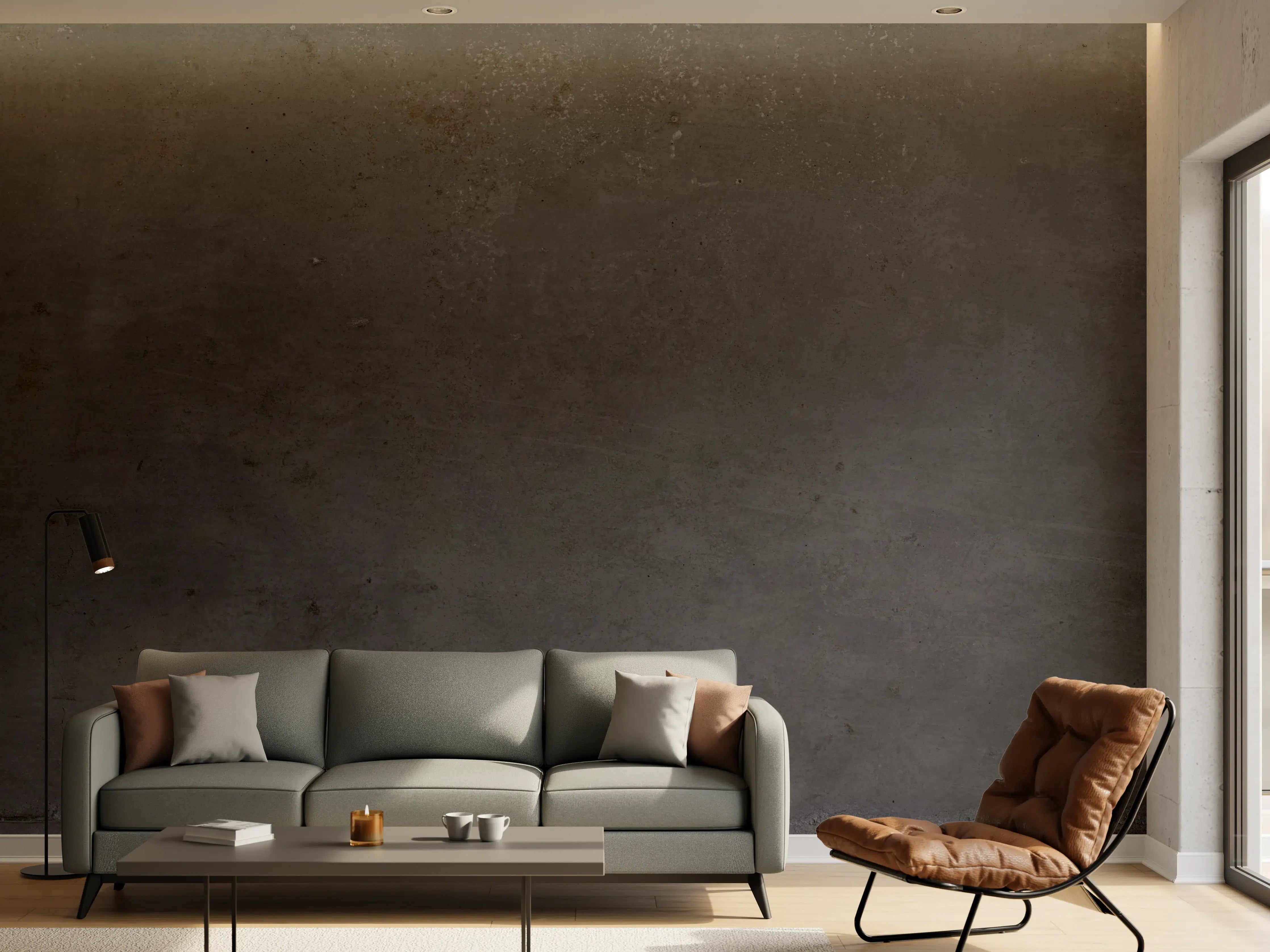 Wandverkleidung Wohnzimmer - Textur von poliertem Beton