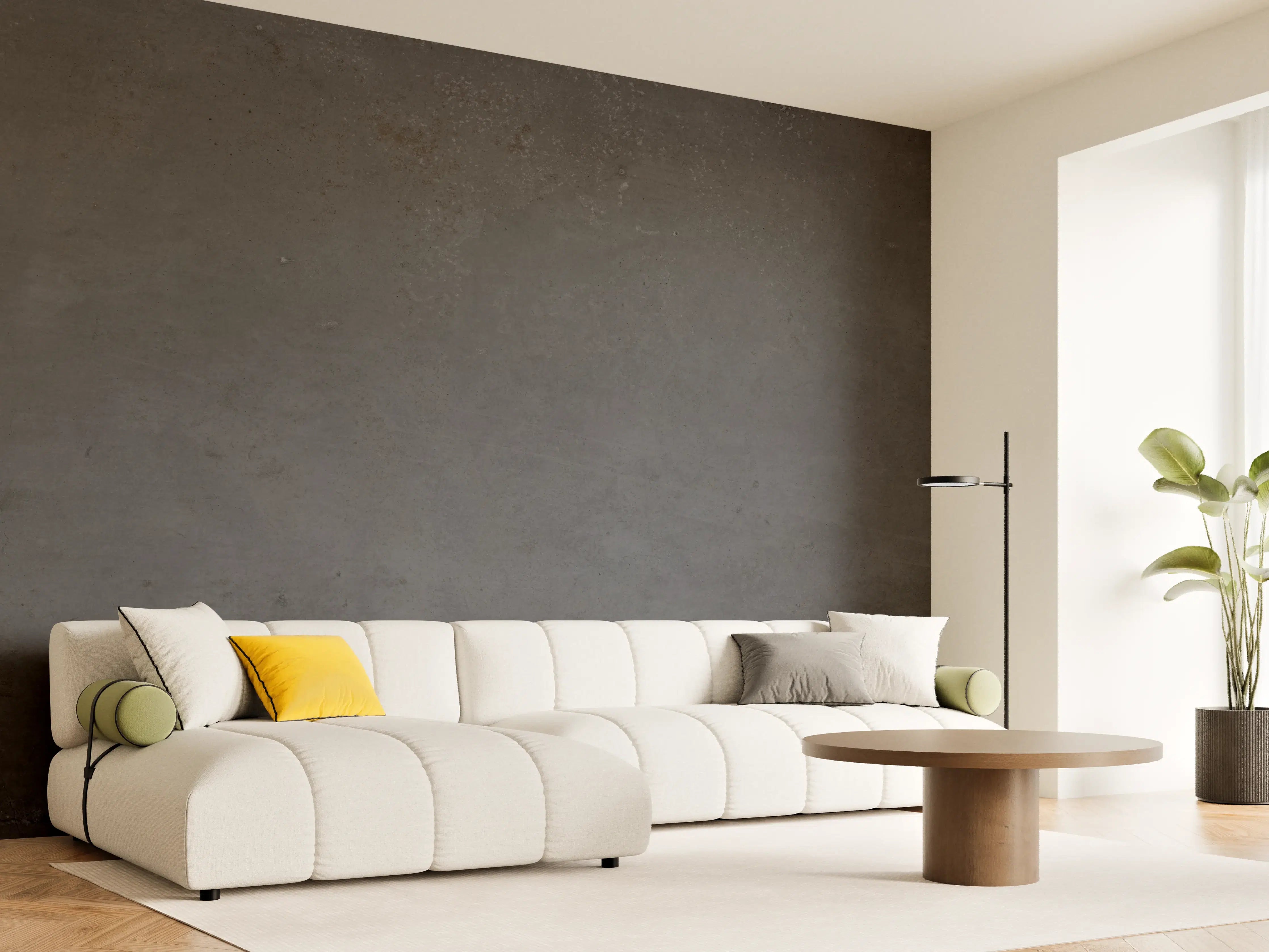 Wandverkleidung Wohnzimmer - Textur von poliertem Beton