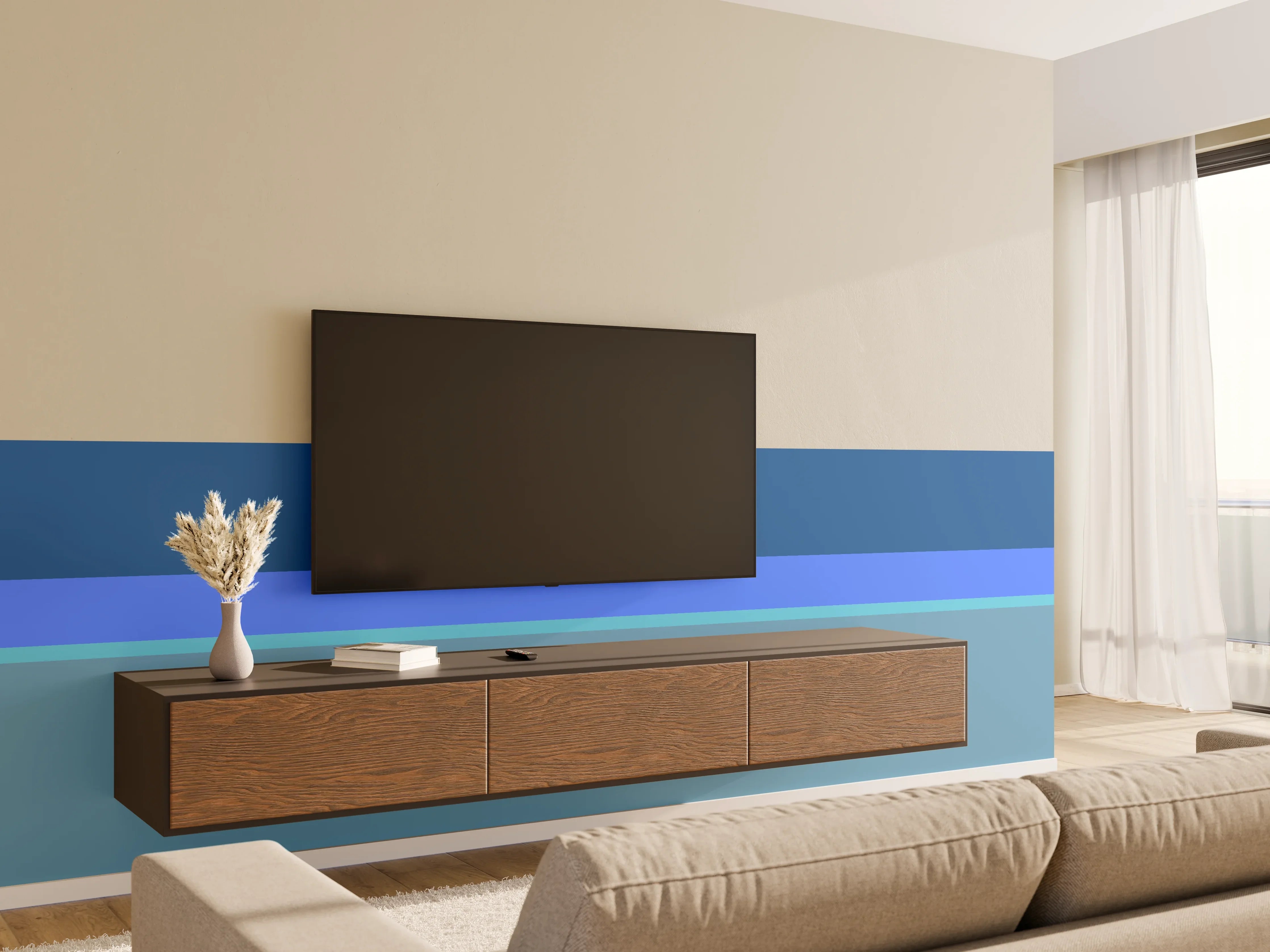Wandverkleidung Wohnzimmer - The Blues - Horizontal - Cornflower