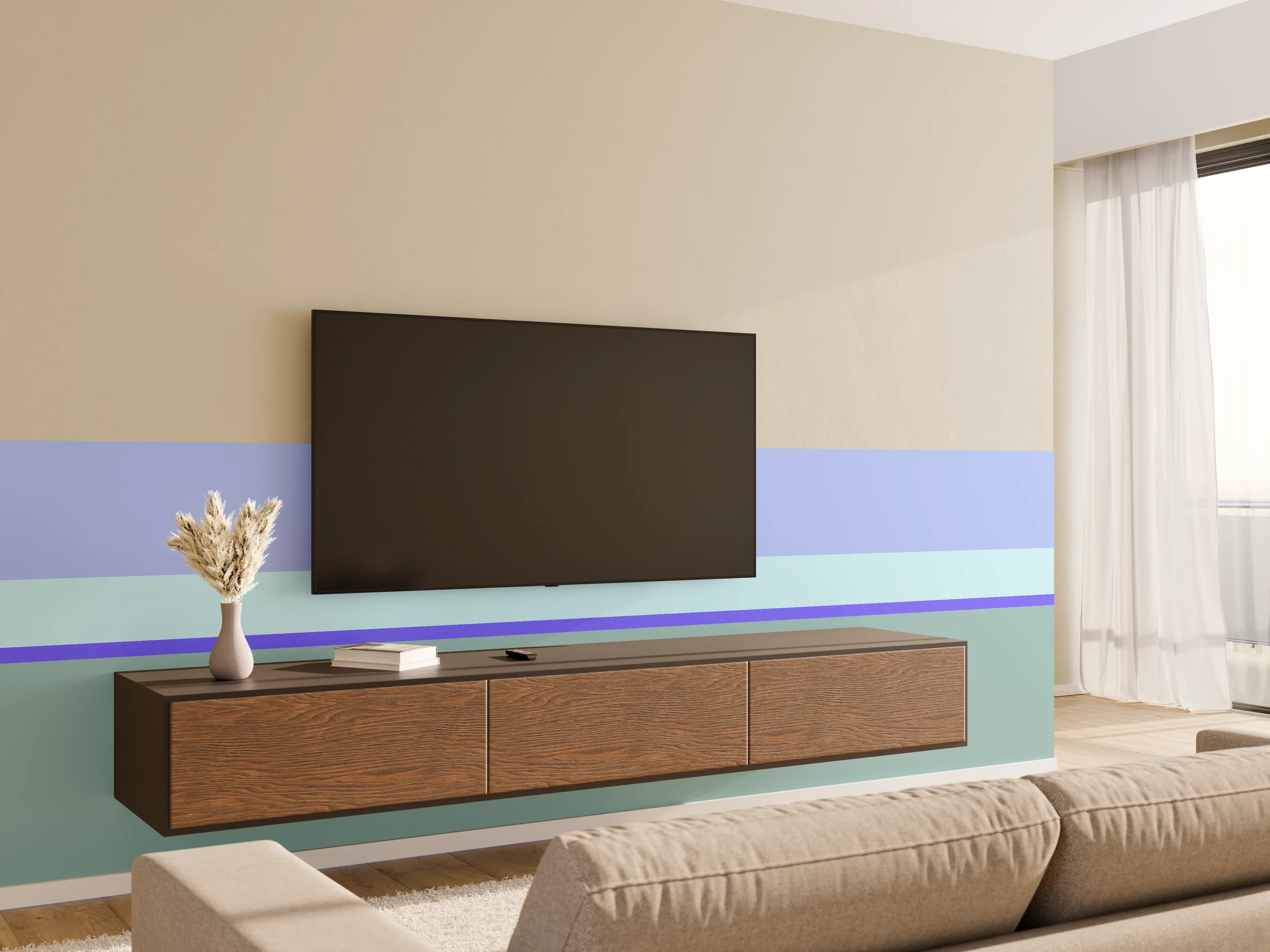 Wandverkleidung Wohnzimmer - The Blues - Horizontal - Lavender
