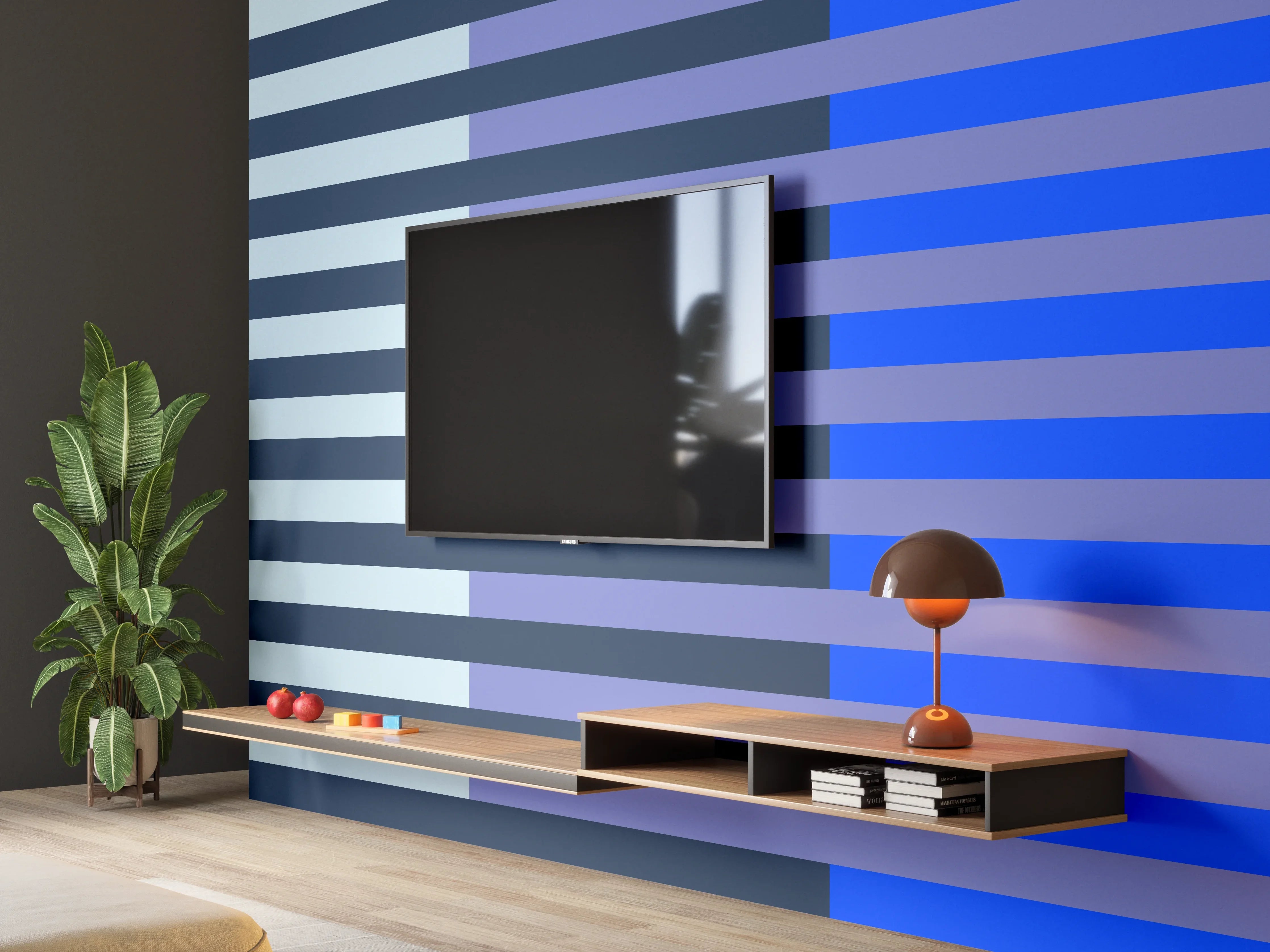 Wandverkleidung Wohnzimmer - The Blues - Multy Stripes - Blueberry
