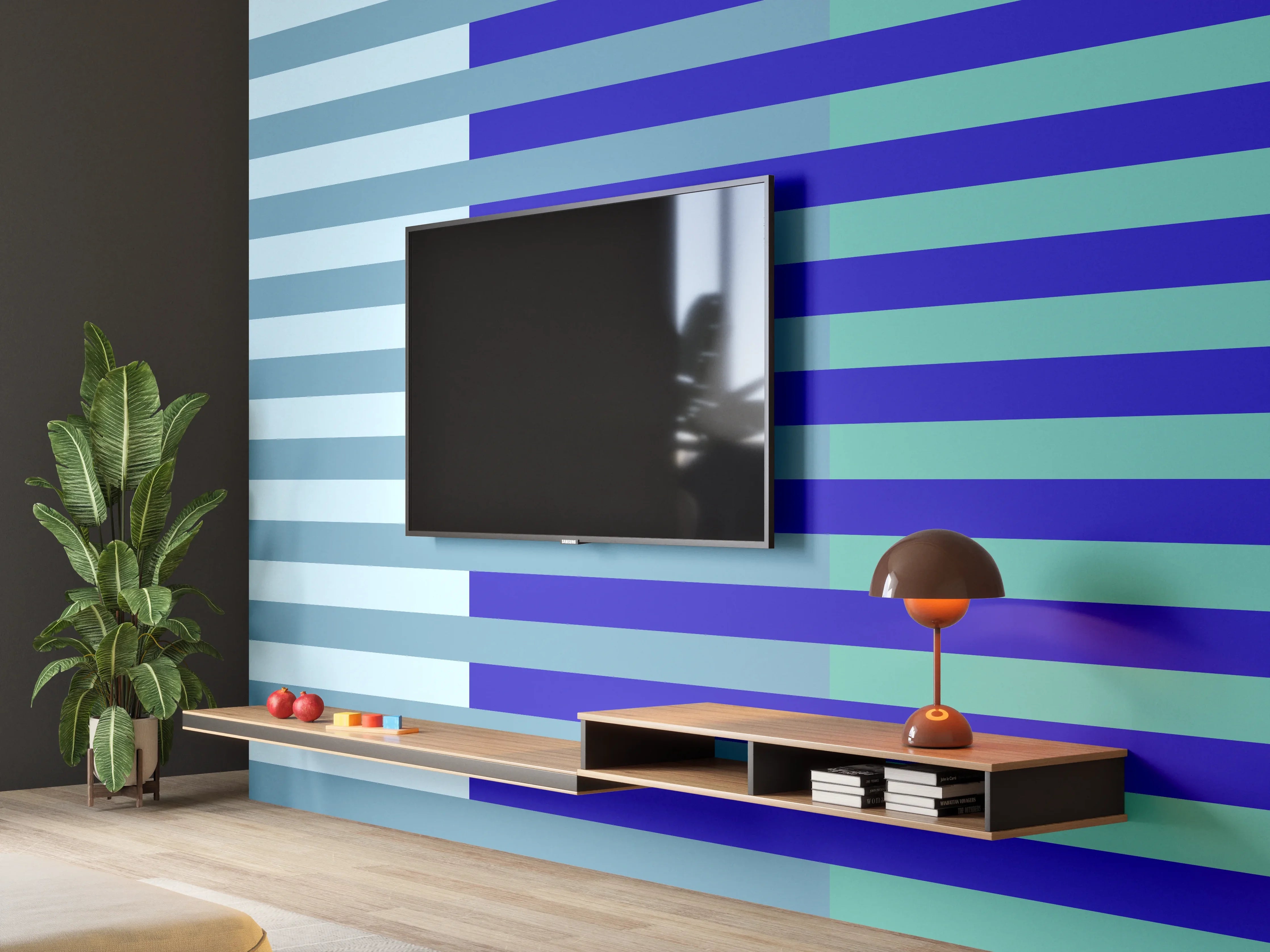 Wandverkleidung Wohnzimmer - The Blues - Multy Stripes - Ocean