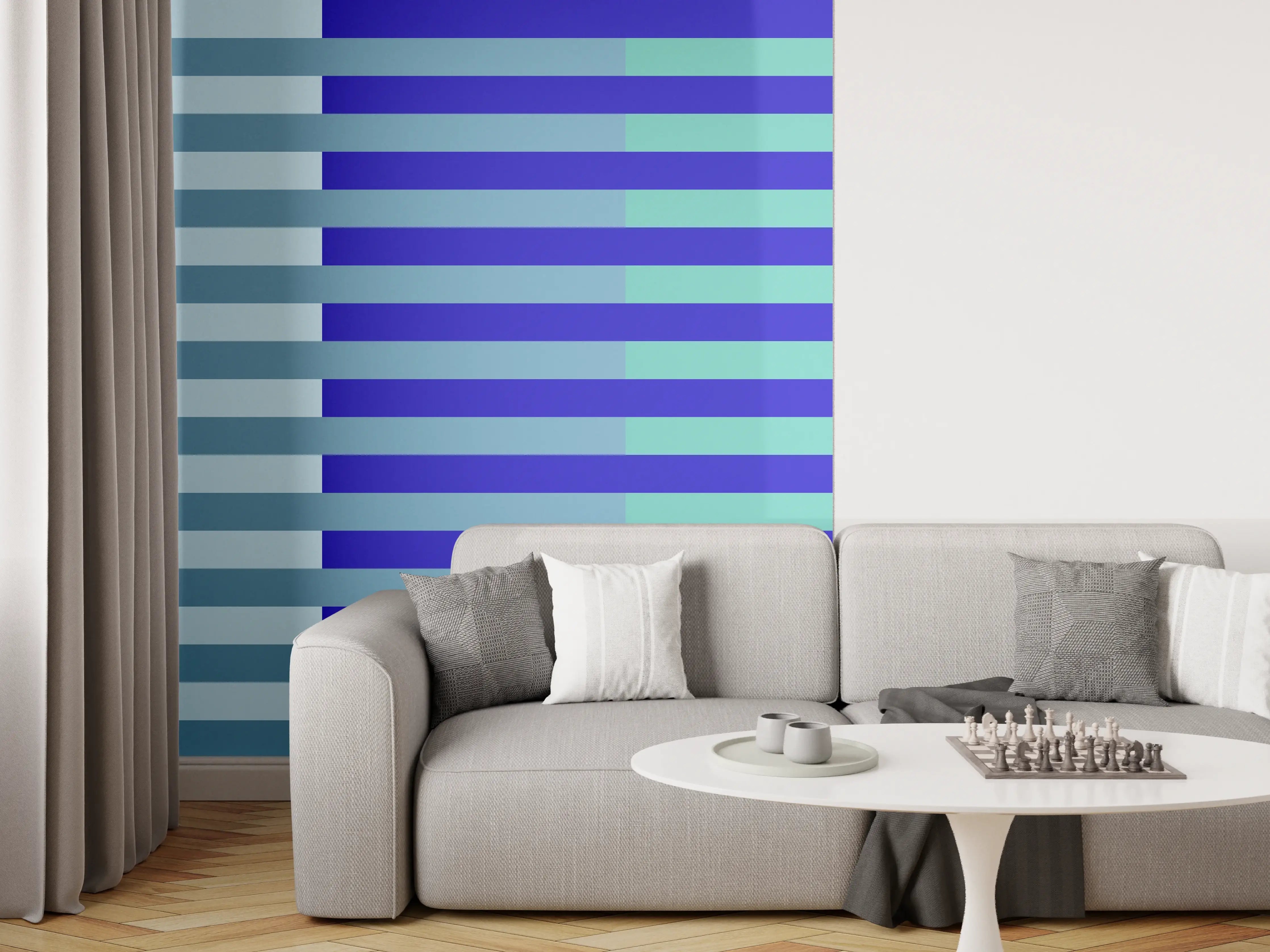 Wandverkleidung Wohnzimmer - The Blues - Multy Stripes - Ocean