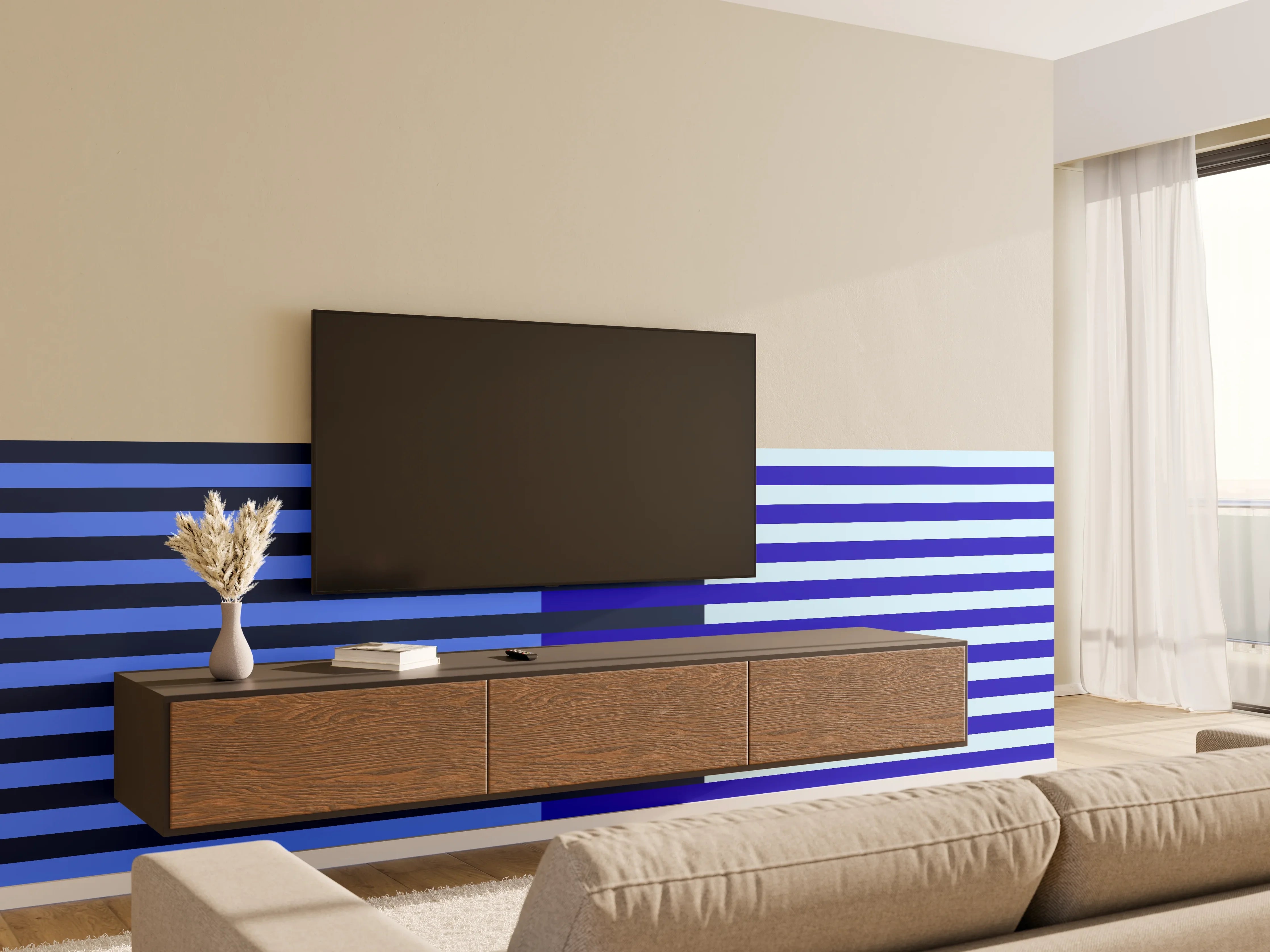Wandverkleidung Wohnzimmer - The Blues - Multy Stripes - Waterfall